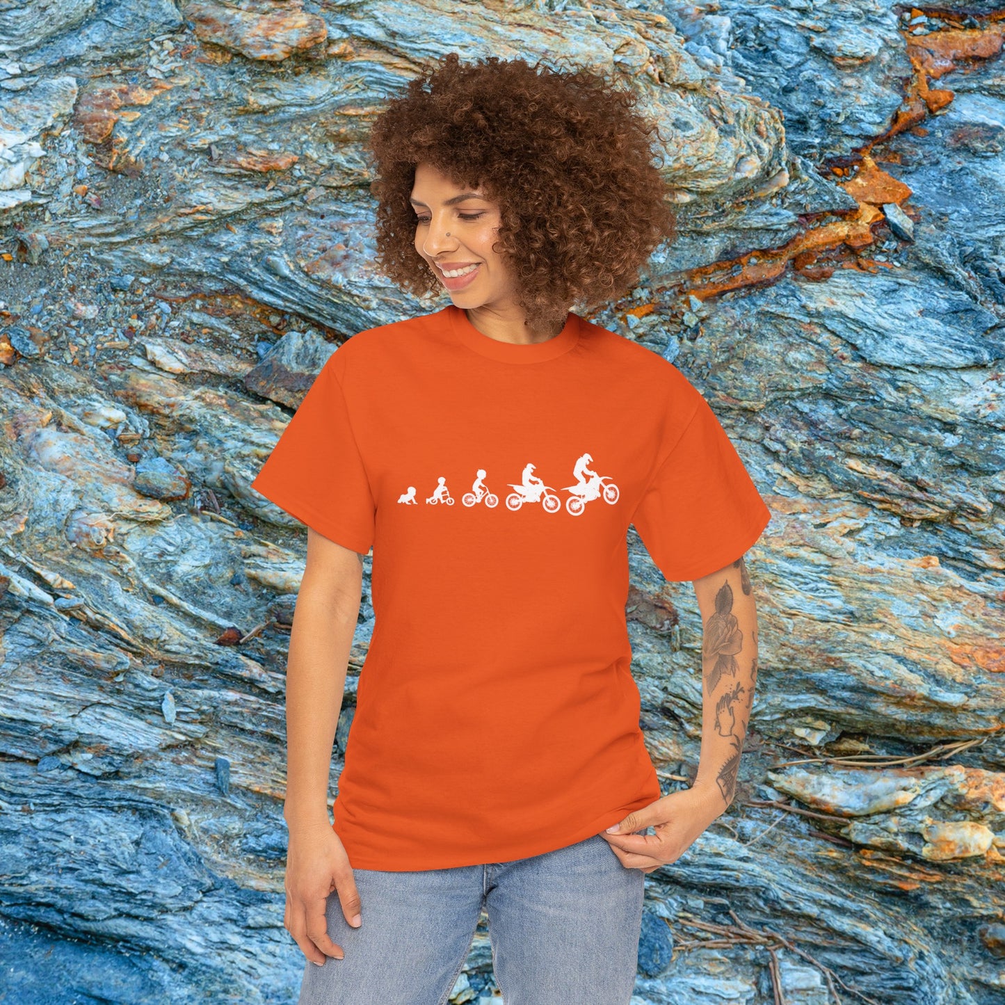 Men's Dirt Bike Evolution Shirt | HEAVY Cotton Adult Unisex t shirt | Dirt bike shirt for men | From Strider to Bicycle to Dirt Bike