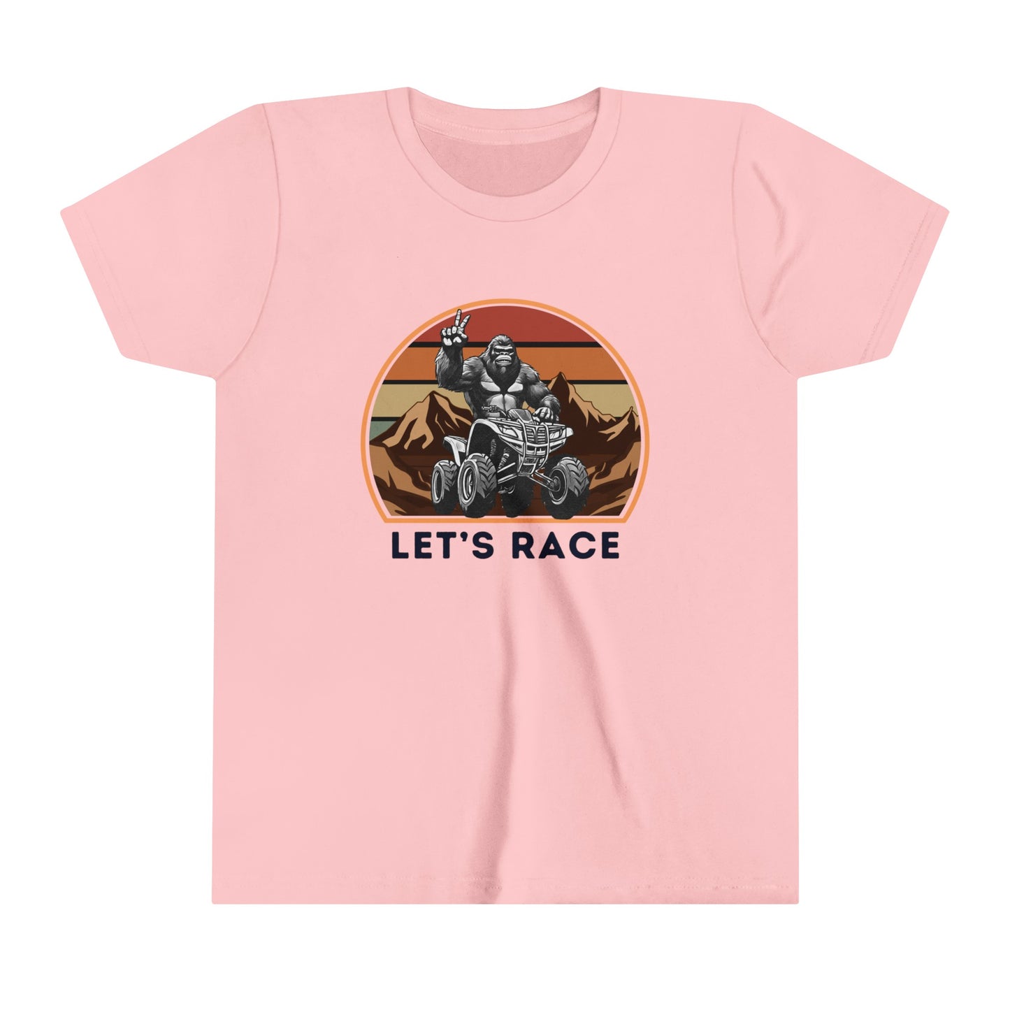 Youth BigFoot Shirt | Let's Race Sasquatch Shirt for Kids | Youth Short Sleeve Tee | Funny FourWheeler shirt for boys | Bella Canvas Soft Cotton tee shirt