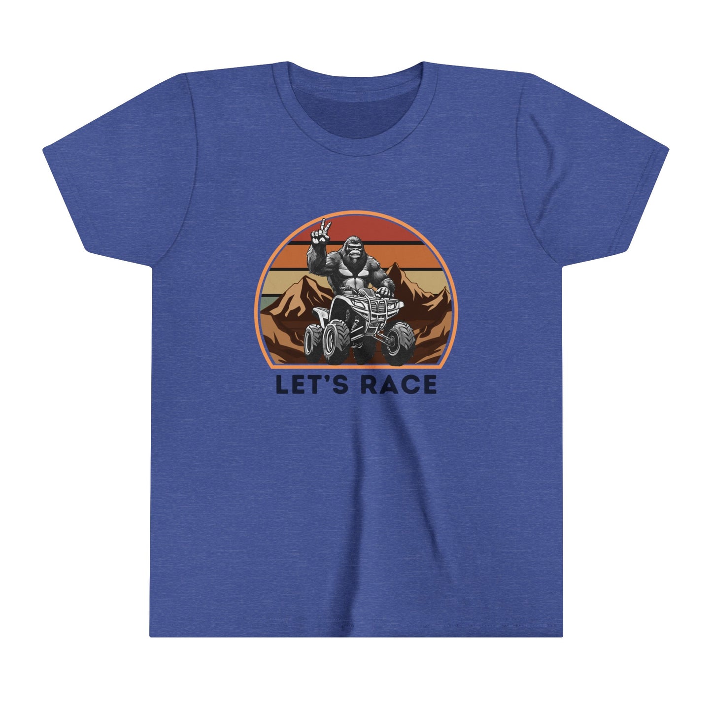 Youth BigFoot Shirt | Let's Race Sasquatch Shirt for Kids | Youth Short Sleeve Tee | Funny FourWheeler shirt for boys | Bella Canvas Soft Cotton tee shirt