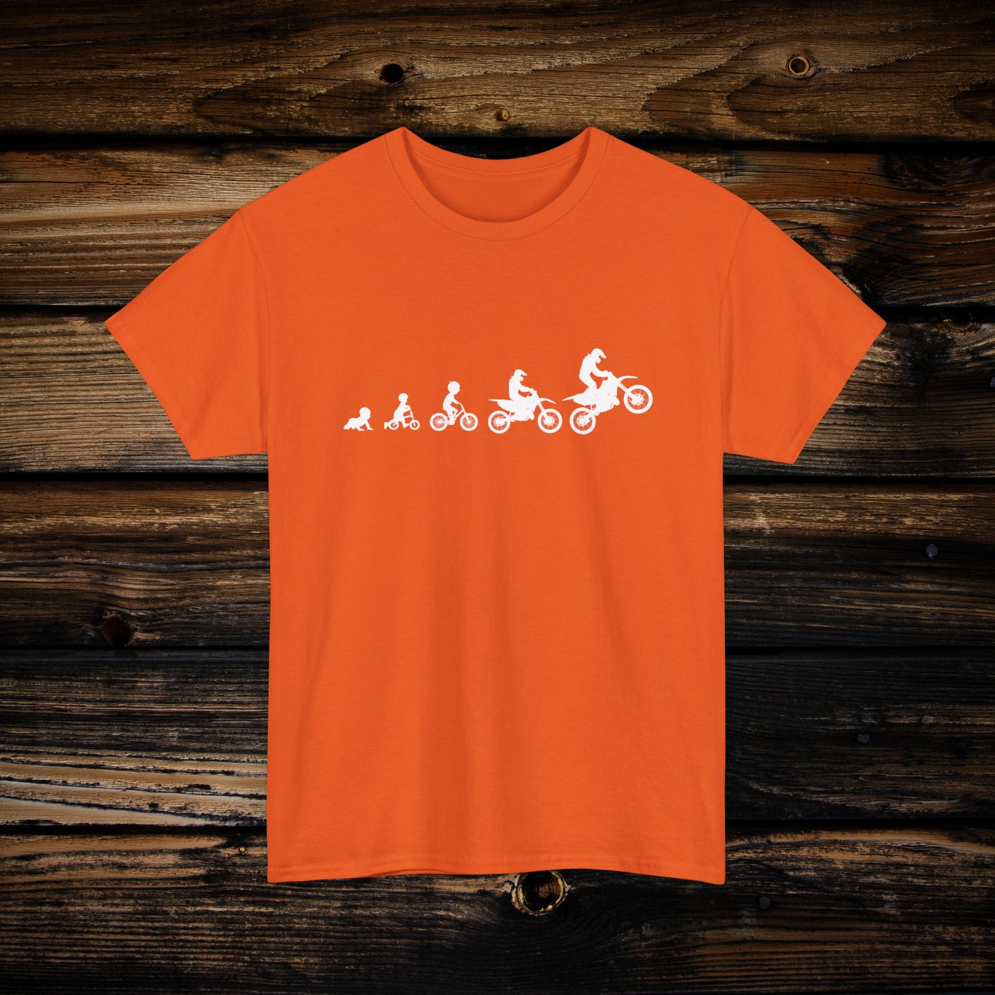 Men's Dirt Bike Evolution Shirt | HEAVY Cotton Adult Unisex t shirt | Dirt bike shirt for men | From Strider to Bicycle to Dirt Bike