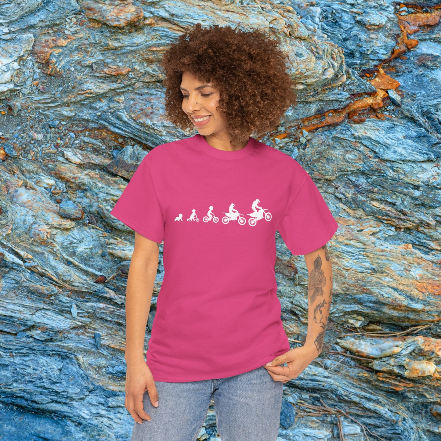 Men's Dirt Bike Evolution Shirt | HEAVY Cotton Adult Unisex t shirt | Dirt bike shirt for men | From Strider to Bicycle to Dirt Bike