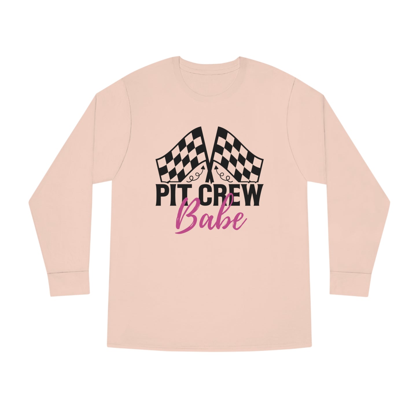 Womens Long Sleeved Racing Shirt | Pit Crew Babe t shirt | Unisex Long Sleeve Crewneck Tee | Soft Lightweight Cotton | Pit Crew Babe | Racing Shirt | Racing shirt for girls