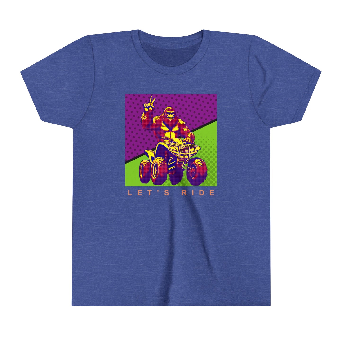 Youth BigFoot Shirt | Let's Ride Sasquatch Shirt for Kids | Youth Short Sleeve Tee | Funny FourWheeler shirt for boys | Bella Canvas Soft Cotton tee shirt