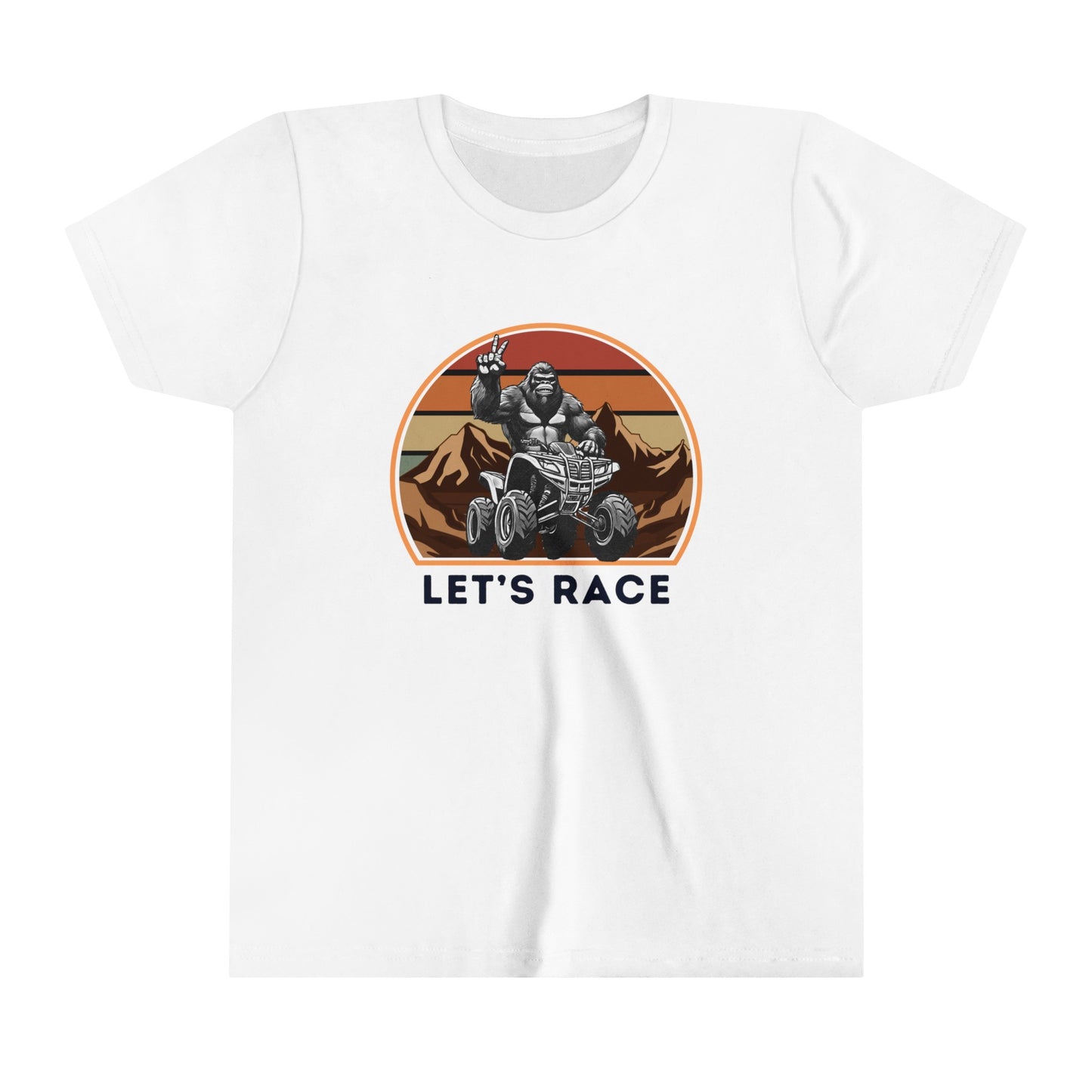 Youth BigFoot Shirt | Let's Race Sasquatch Shirt for Kids | Youth Short Sleeve Tee | Funny FourWheeler shirt for boys | Bella Canvas Soft Cotton tee shirt