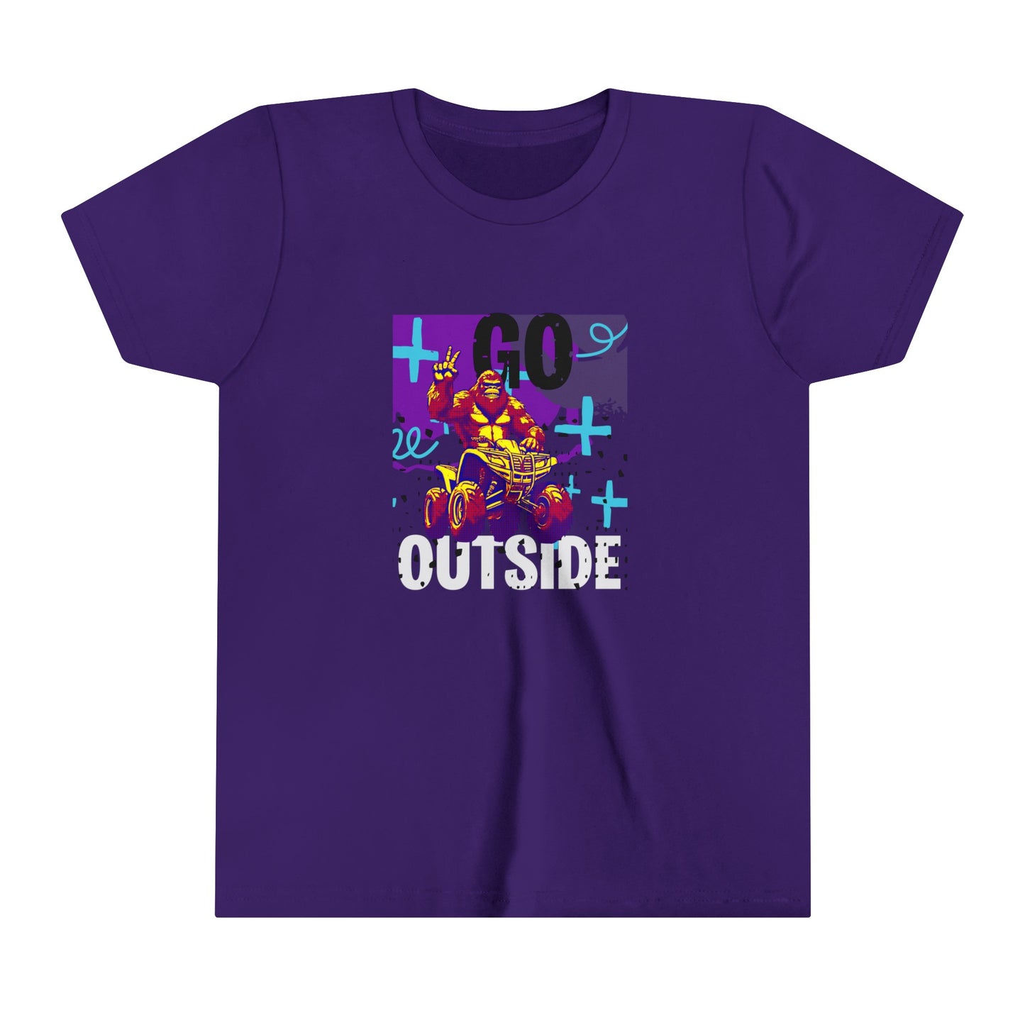 Youth BigFoot Shirt | Go Outside Sasquatch Shirt for Kids | Youth Short Sleeve Tee | Funny FourWheeler shirt for boys | Bella Canvas Soft Cotton tee shirt