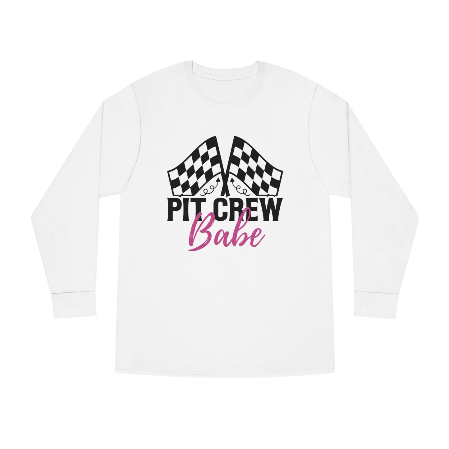 Womens Long Sleeved Racing Shirt | Pit Crew Babe t shirt | Unisex Long Sleeve Crewneck Tee | Soft Lightweight Cotton | Pit Crew Babe | Racing Shirt | Racing shirt for girls