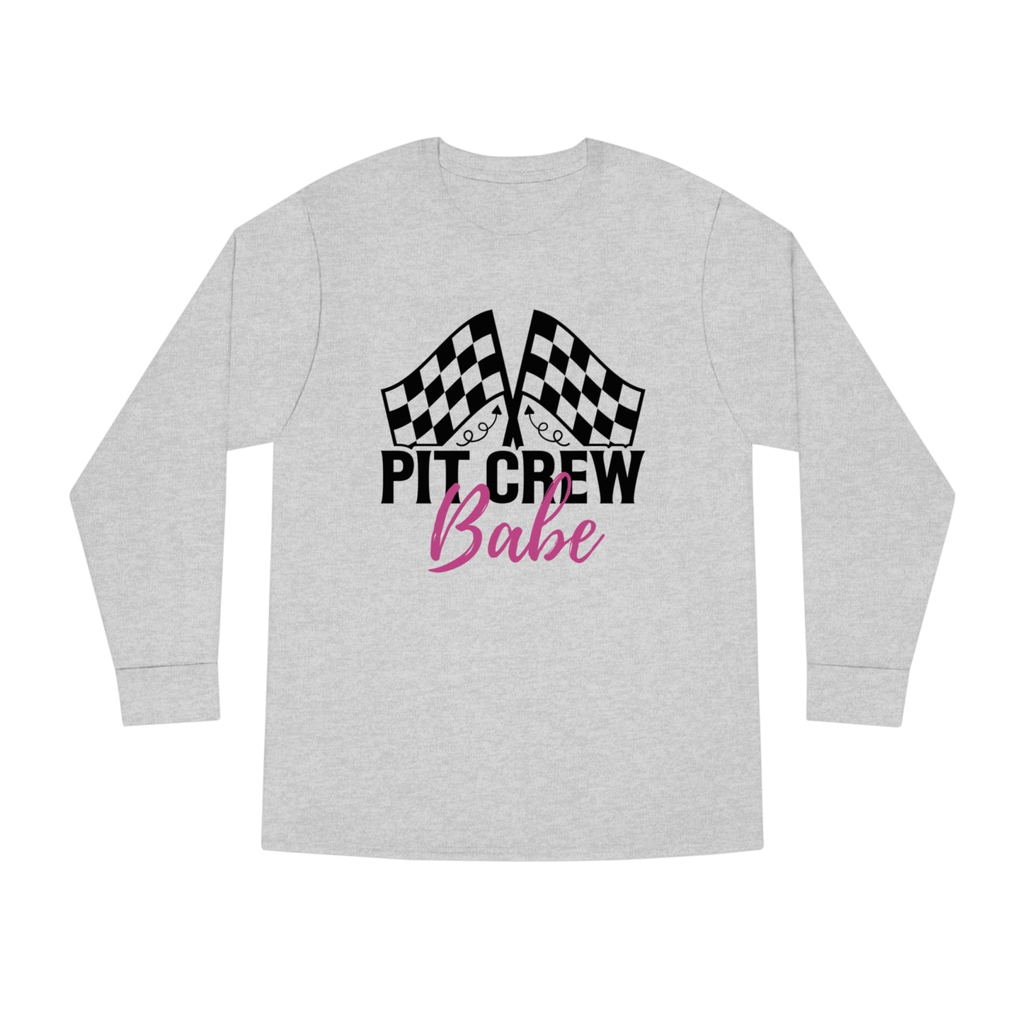 Womens Long Sleeved Racing Shirt | Pit Crew Babe t shirt | Unisex Long Sleeve Crewneck Tee | Soft Lightweight Cotton | Pit Crew Babe | Racing Shirt | Racing shirt for girls