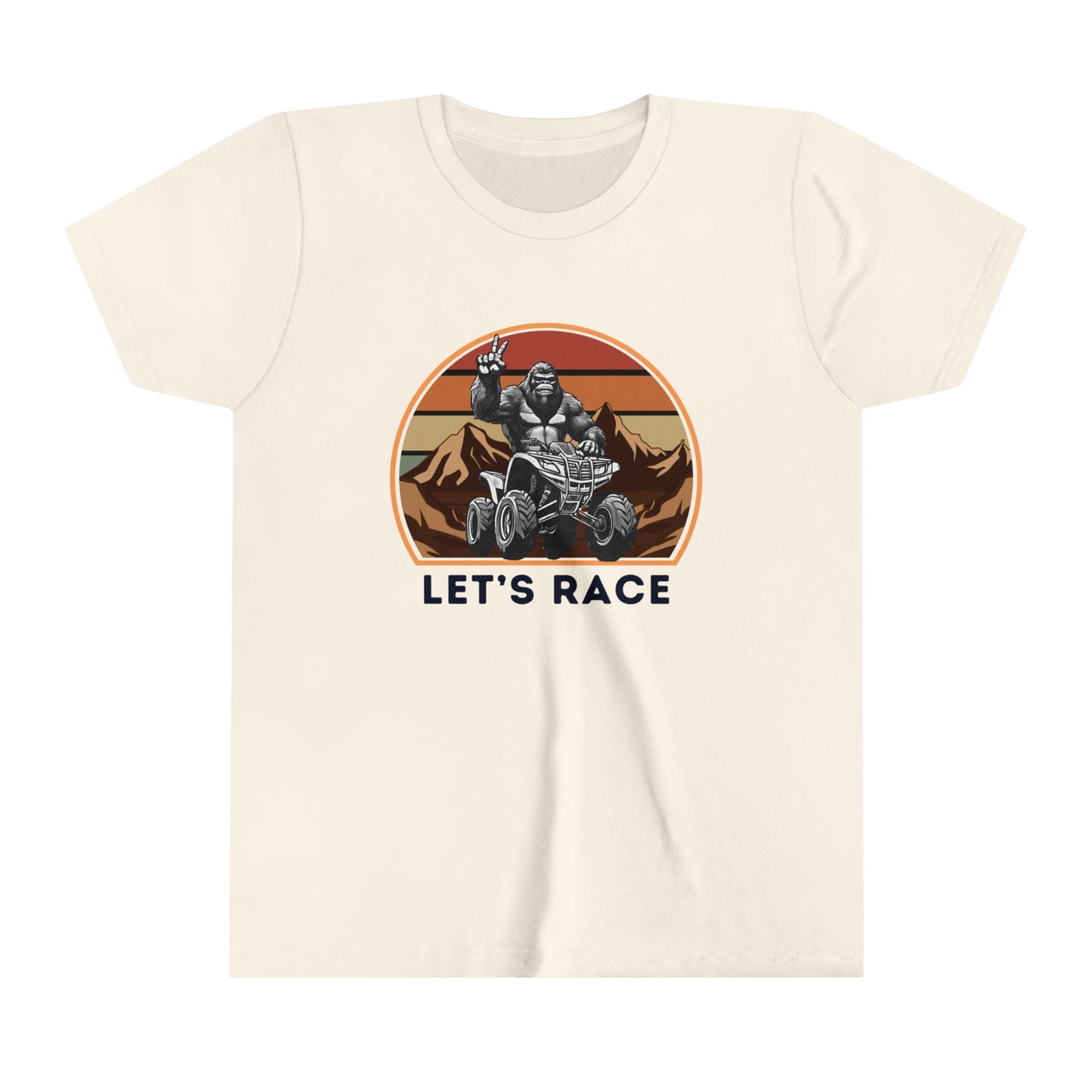 Youth BigFoot Shirt | Let's Race Sasquatch Shirt for Kids | Youth Short Sleeve Tee | Funny FourWheeler shirt for boys | Bella Canvas Soft Cotton tee shirt