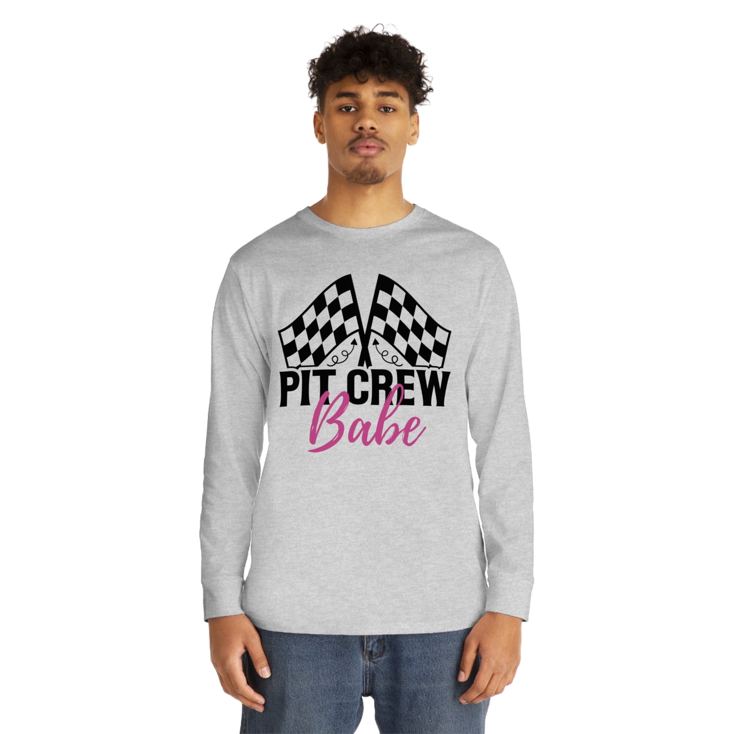 Womens Long Sleeved Racing Shirt | Pit Crew Babe t shirt | Unisex Long Sleeve Crewneck Tee | Soft Lightweight Cotton | Pit Crew Babe | Racing Shirt | Racing shirt for girls