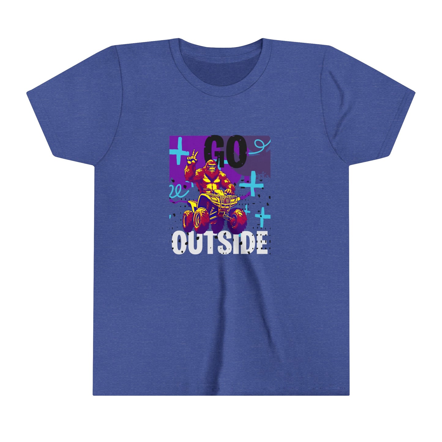 Youth BigFoot Shirt | Go Outside Sasquatch Shirt for Kids | Youth Short Sleeve Tee | Funny FourWheeler shirt for boys | Bella Canvas Soft Cotton tee shirt