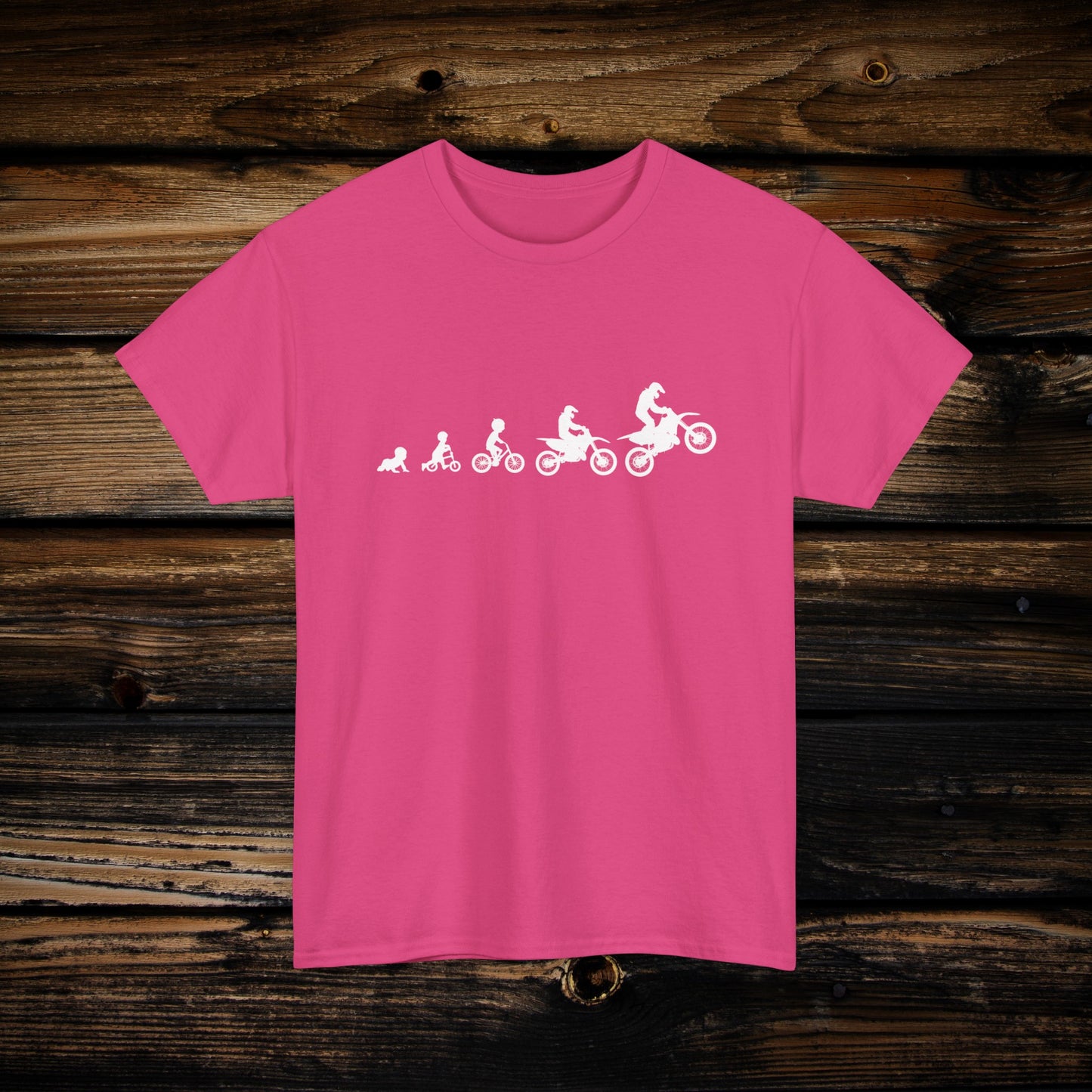 Men's Dirt Bike Evolution Shirt | HEAVY Cotton Adult Unisex t shirt | Dirt bike shirt for men | From Strider to Bicycle to Dirt Bike