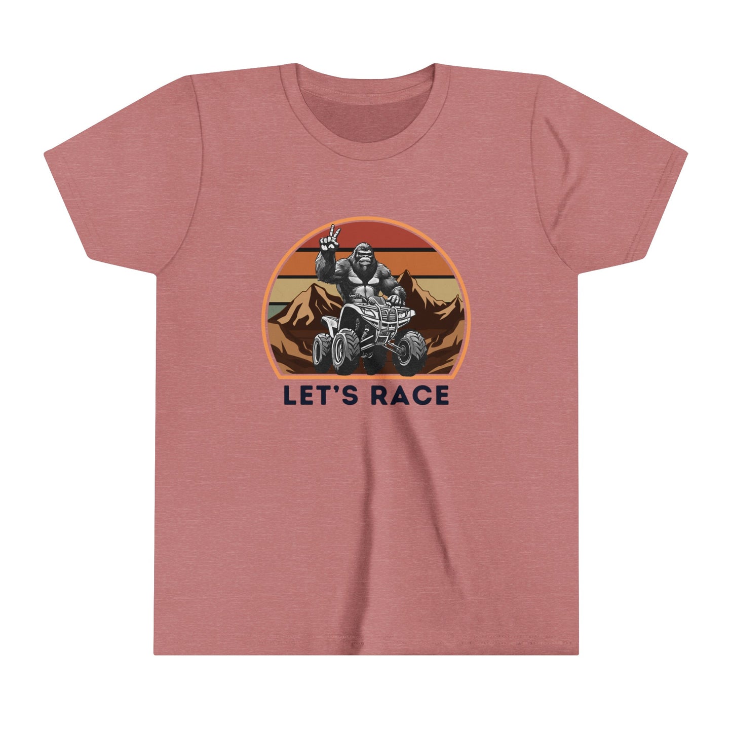 Youth BigFoot Shirt | Let's Race Sasquatch Shirt for Kids | Youth Short Sleeve Tee | Funny FourWheeler shirt for boys | Bella Canvas Soft Cotton tee shirt