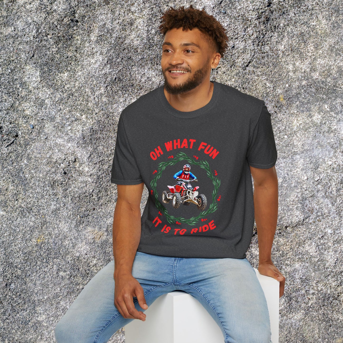 Holiday Ugly Sweater | Christmas Shirt for ATV racer | Red Honda 400 t shirt | Oh What Fun it is to Ride