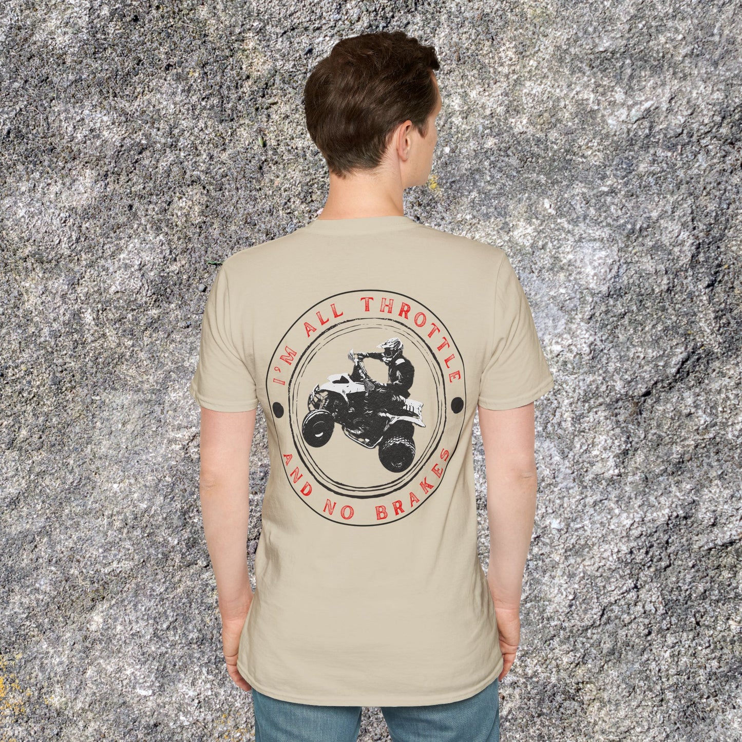 Men's 'All Throttle No Brakes' Honda 400 EX ATV T-Shirt | Four Wheeler 2-sided racing shirt