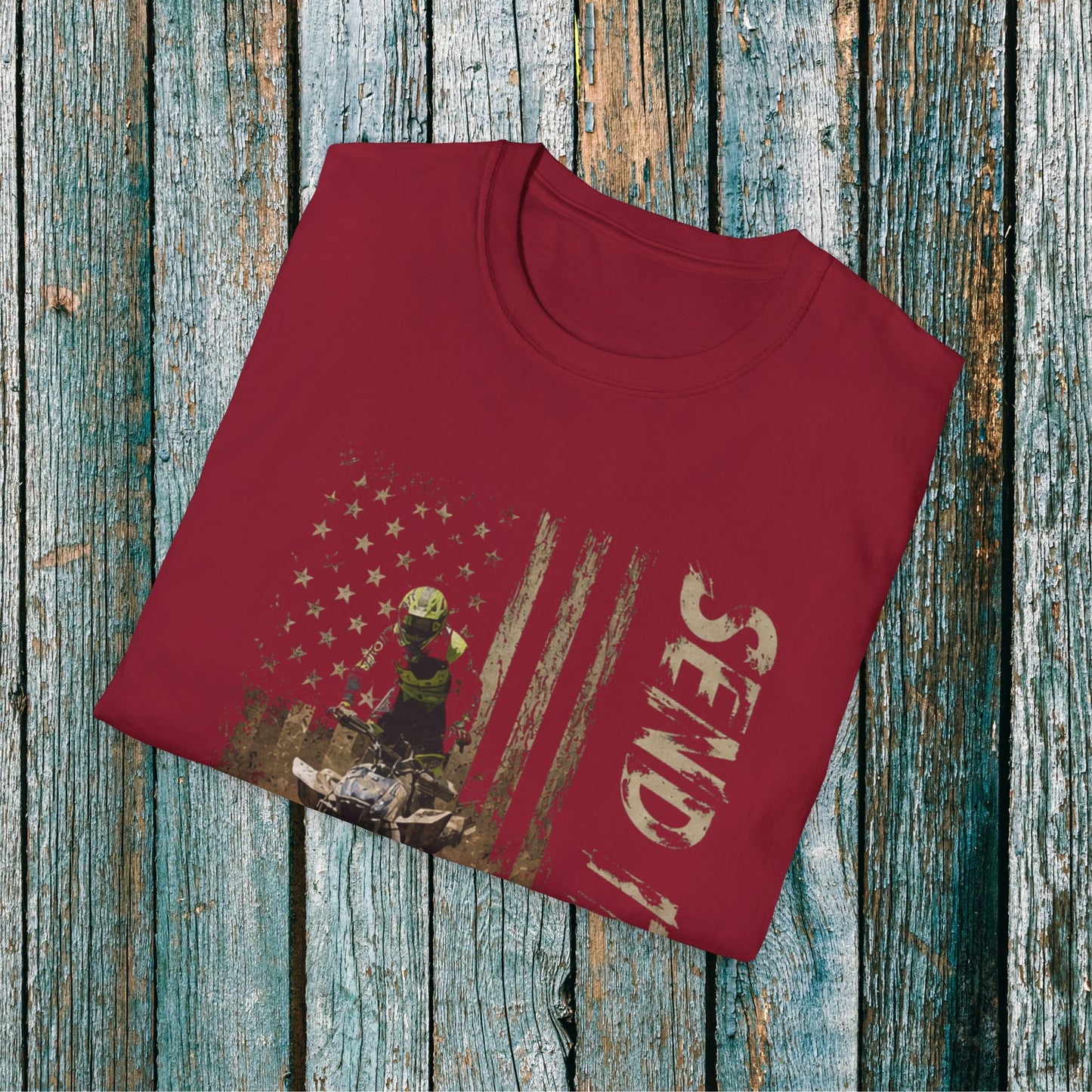 Distressed Patriotic Flag Four wheeler Racing Shirt | Honda 450 ATV Racing | AXC Arkansas Pro Racing Series | Dickerson