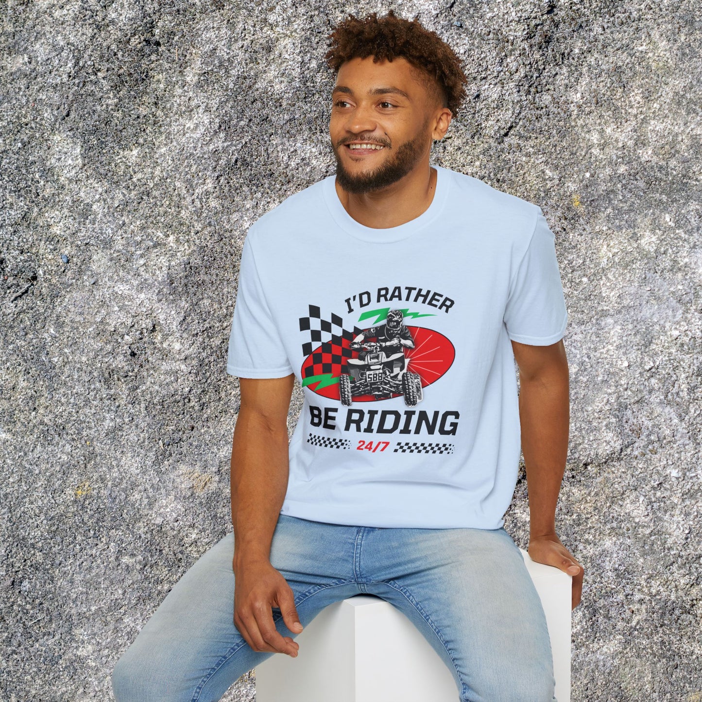 Holiday Christmas ATV T-Shirt | Honda 400 | Ugly Sweater Design says "I'd Rather be Riding"