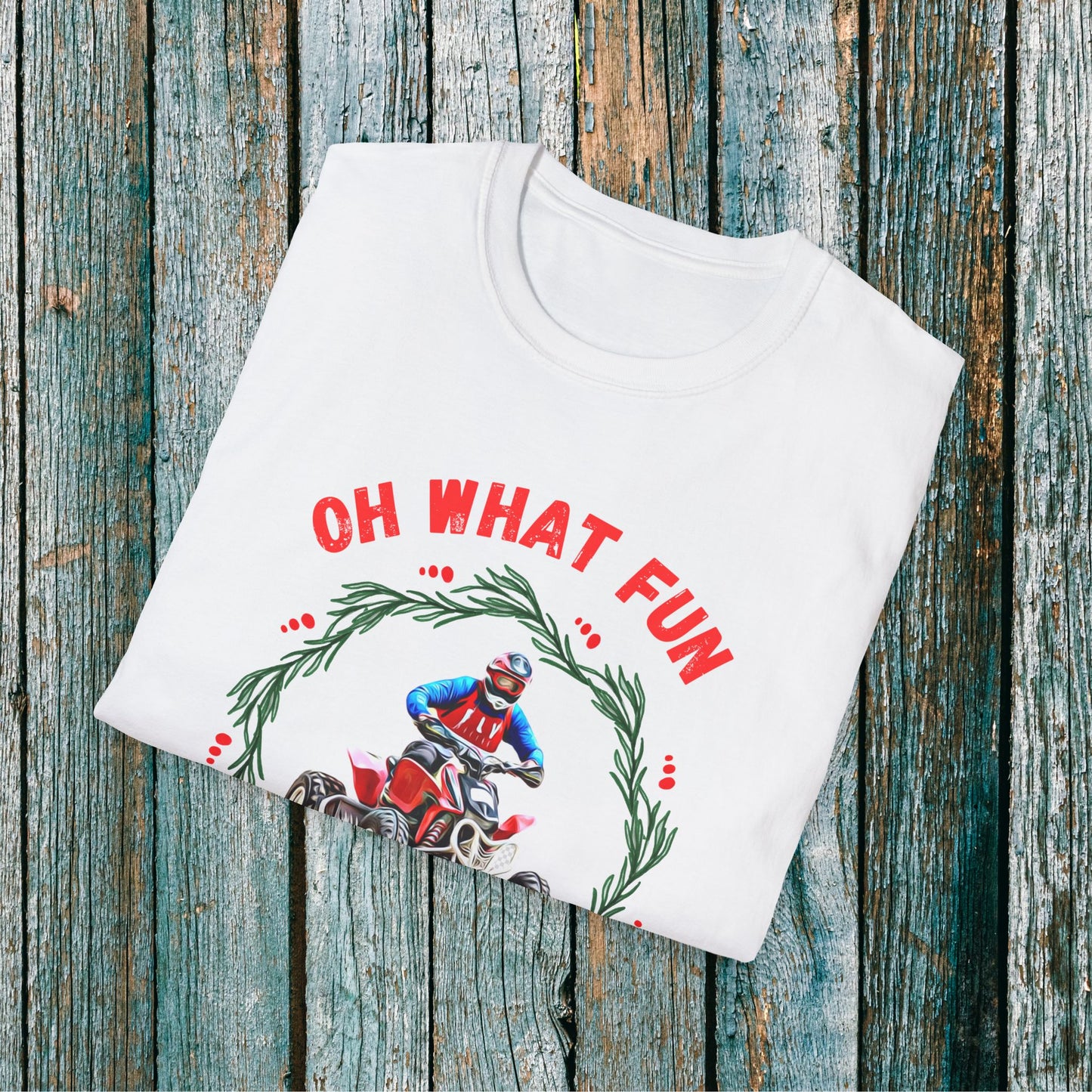 Holiday Ugly Sweater | Christmas Shirt for ATV racer | Red Honda 400 t shirt | Oh What Fun it is to Ride