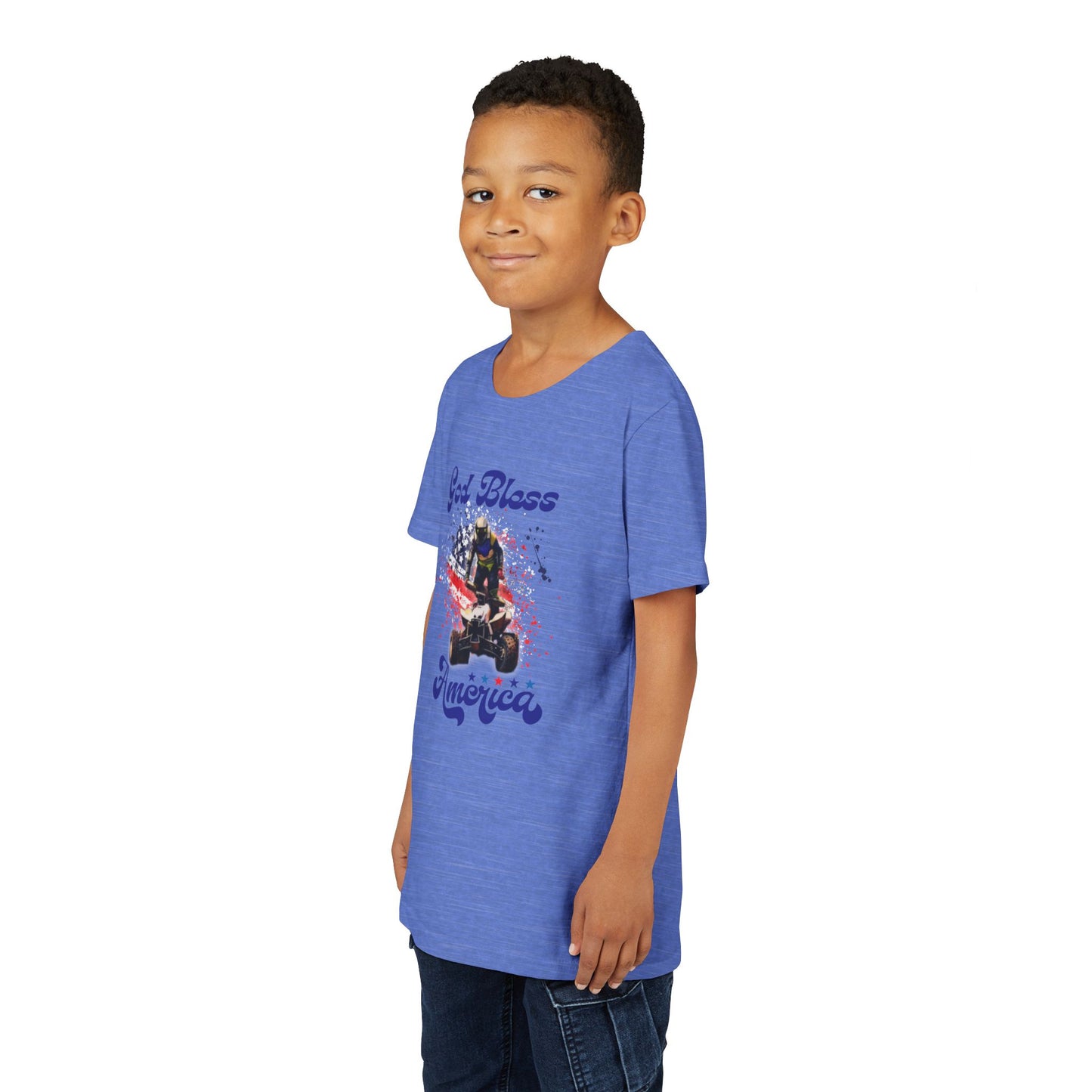 Youth God Bless America Four wheeler Riding Shirt | Honda 450 ATV Racing | AXC Arkansas Pro Racing Series | Dickerson