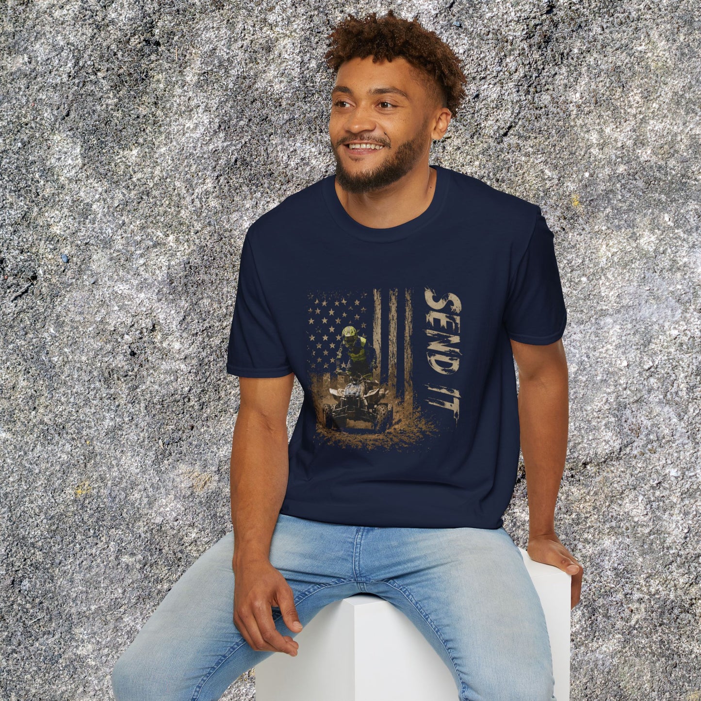 Distressed Patriotic Flag Four wheeler Racing Shirt | Honda 450 ATV Racing | AXC Arkansas Pro Racing Series | Dickerson
