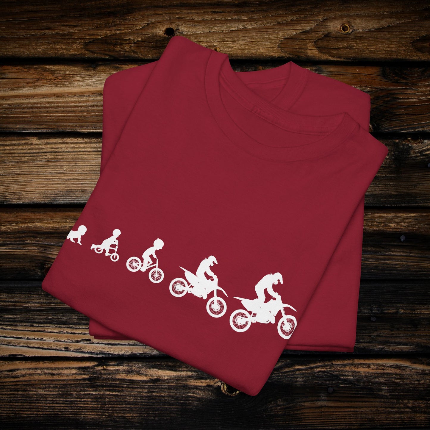Dirt Bike Evolution T-Shirt | "From Strider to Bicycle to Dirt Bike" | Funny Racing Shirt
