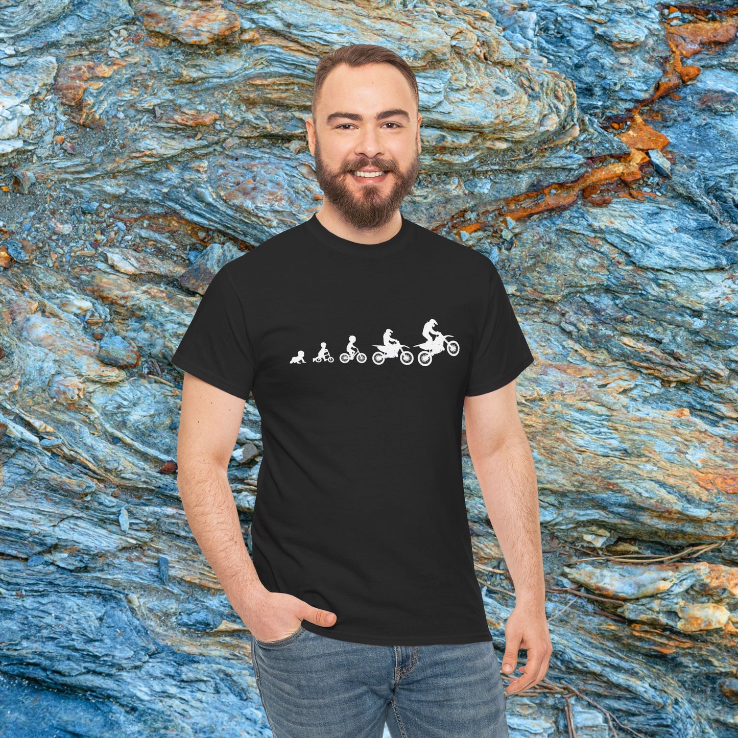 Dirt Bike Evolution T-Shirt | "From Strider to Bicycle to Dirt Bike" | Funny Racing Shirt