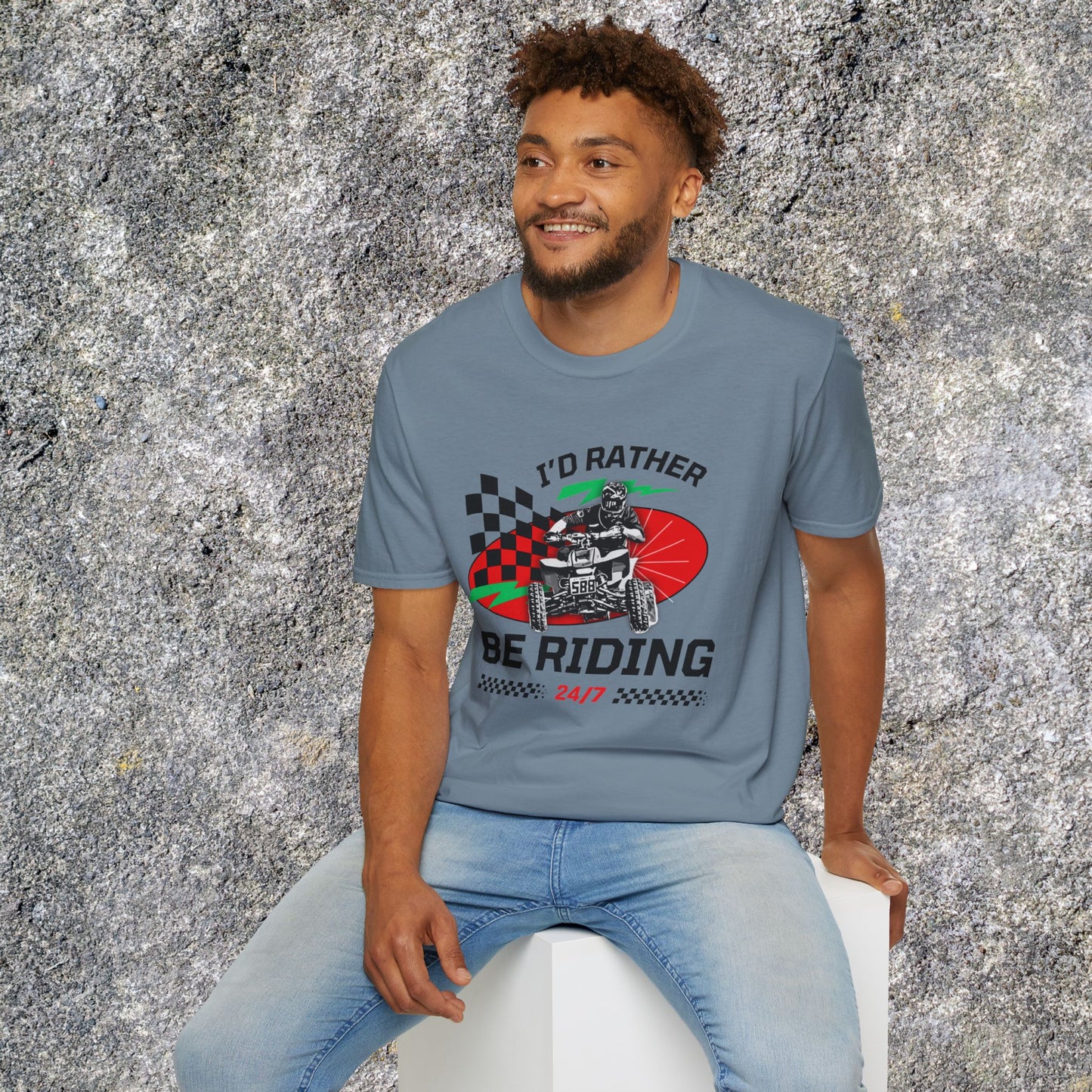 Holiday Christmas ATV T-Shirt | Honda 400 | Ugly Sweater Design says "I'd Rather be Riding"