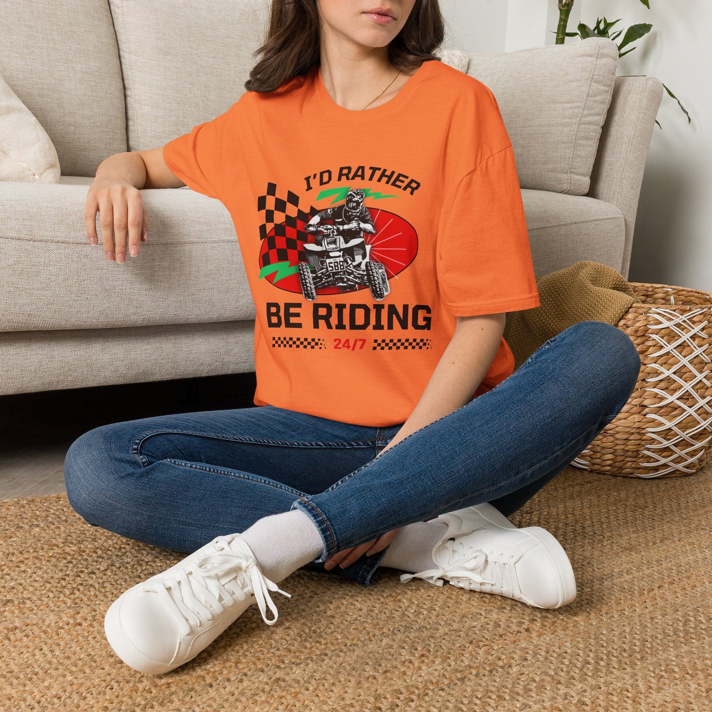 Holiday Christmas ATV T-Shirt | Honda 400 | Ugly Sweater Design says "I'd Rather be Riding"
