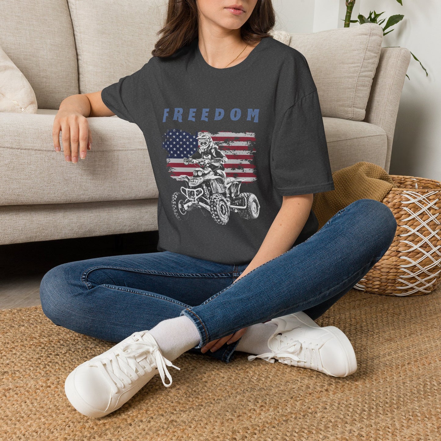 Freedom Rider ATV T-Shirt | American Flag Four Wheeler Shirt | Honda 400 EX Racing