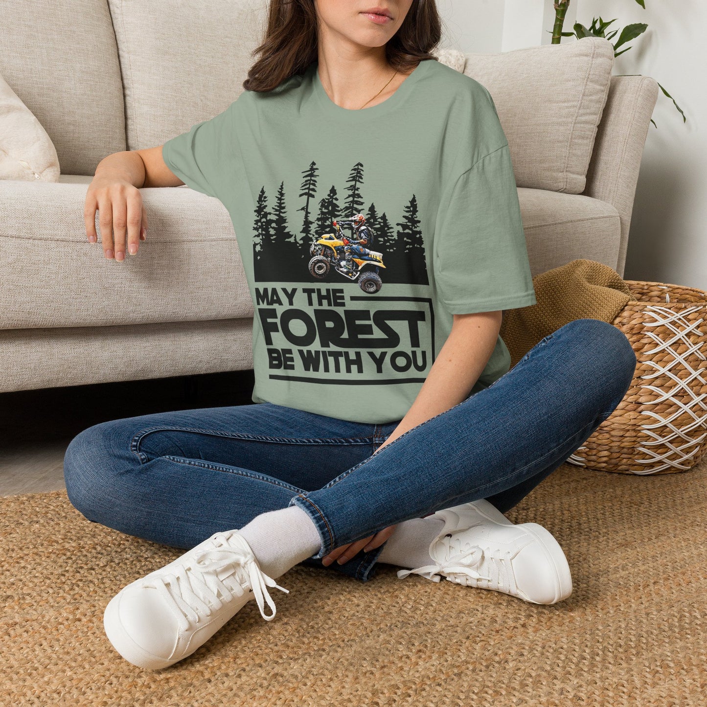 May the Forest Be With You ATV Racing T-Shirt | Honda 400 EX Funny Star Wars Humor for Men