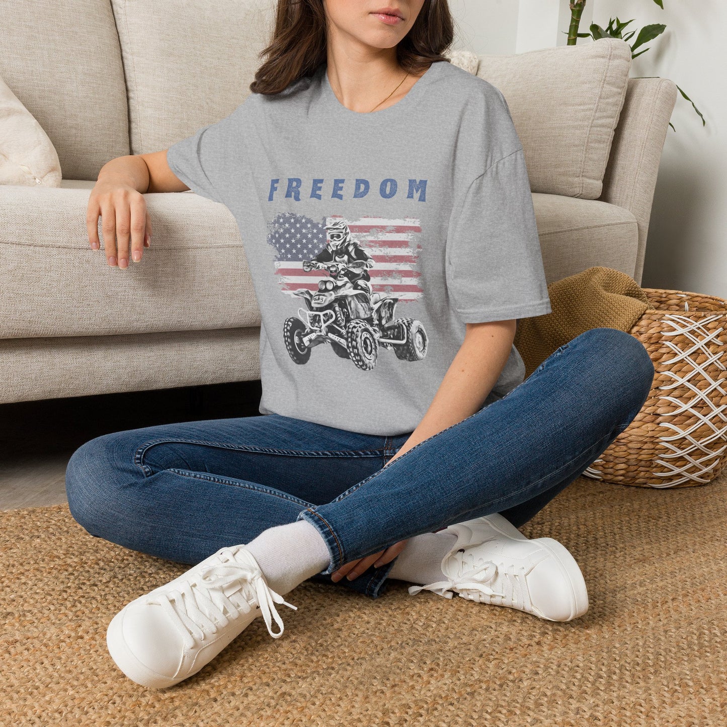 Freedom Rider ATV T-Shirt | American Flag Four Wheeler Shirt | Honda 400 EX Racing