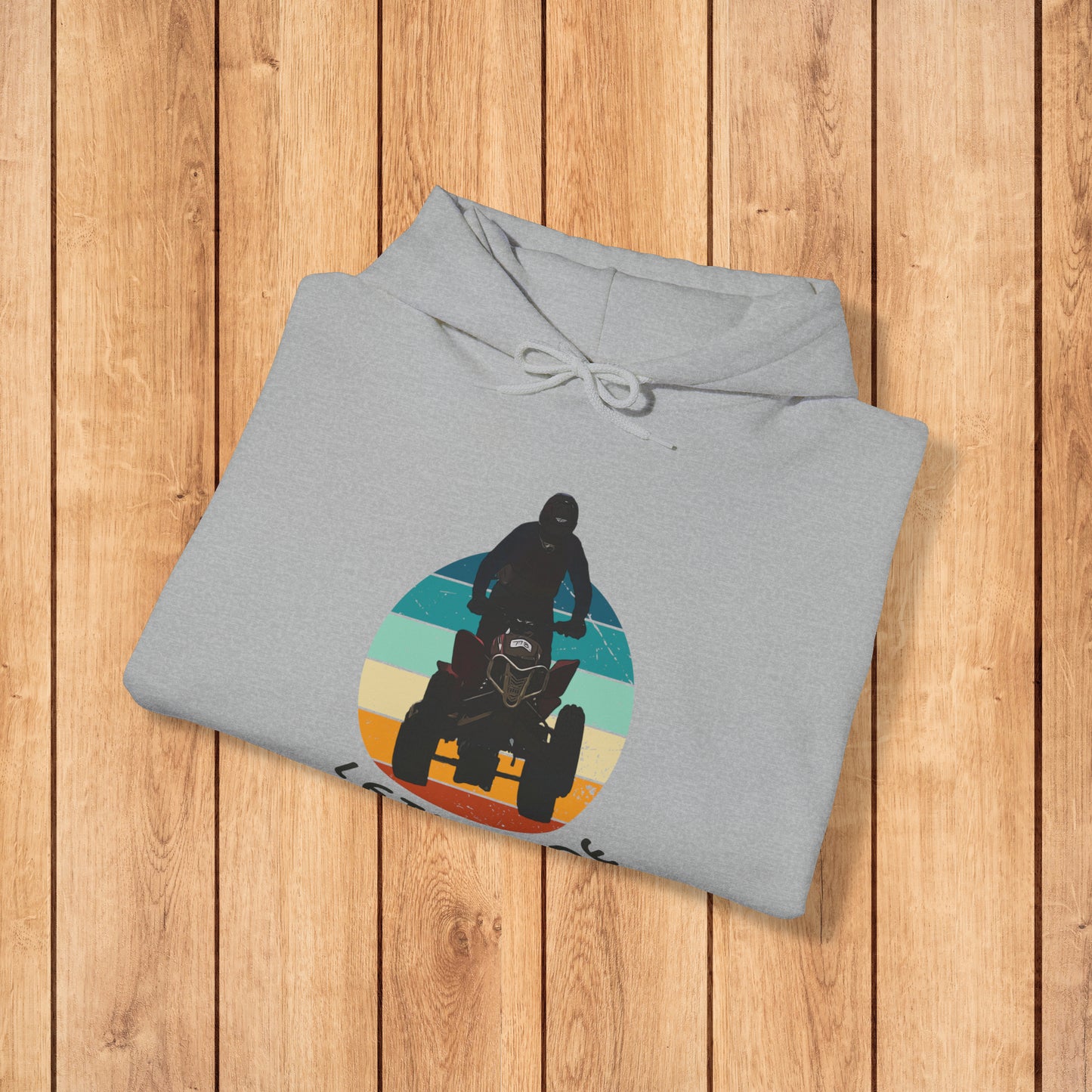 Mens Riding Hoodie | Man on Honda 450 ER atv | Retro circle with Let's Ride text | Unisex Heavy Blend™ Hooded Sweatshirt | ATV Hoodie for Men | Four wheeler hoodie for Boys