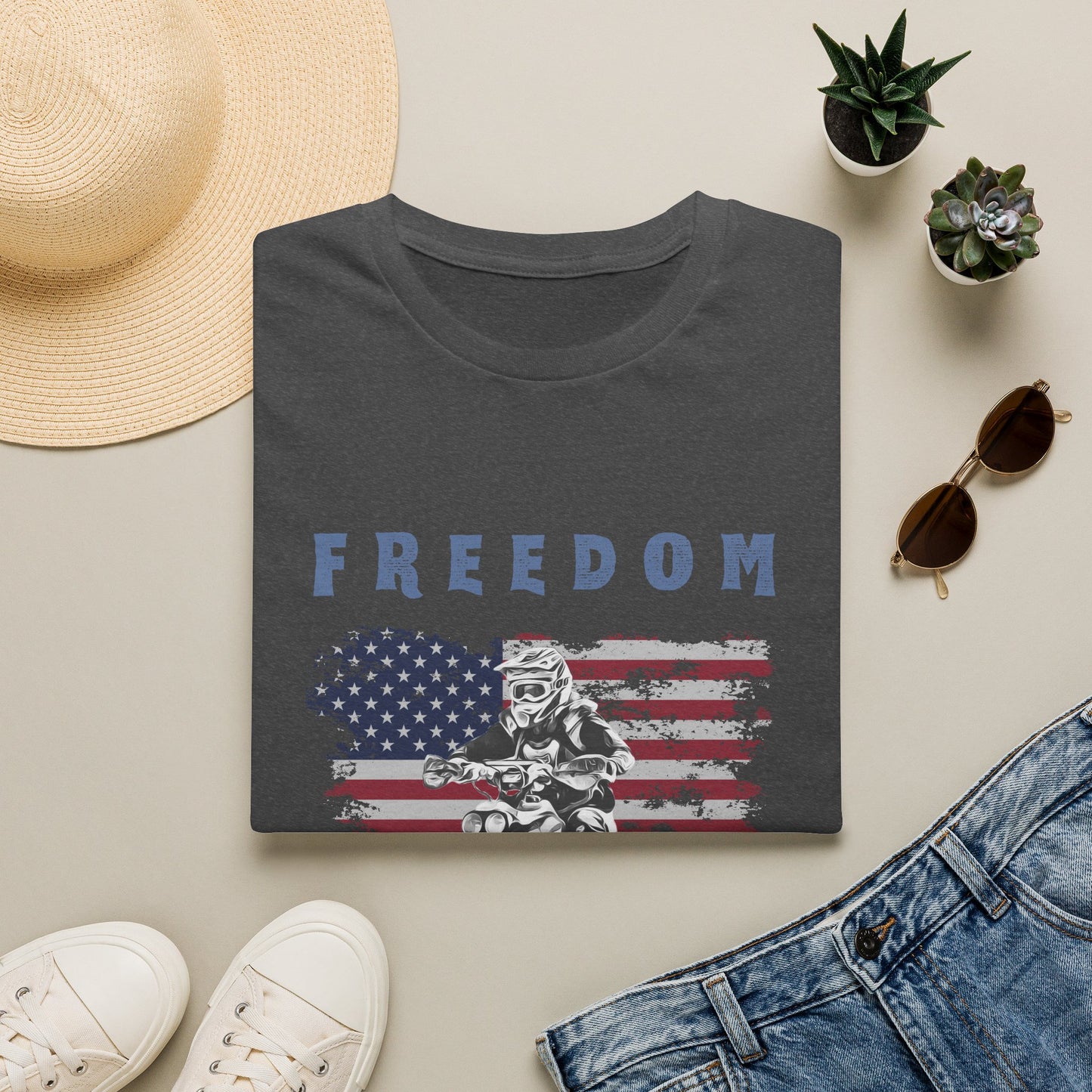 Freedom Rider ATV T-Shirt | American Flag Four Wheeler Shirt | Honda 400 EX Racing