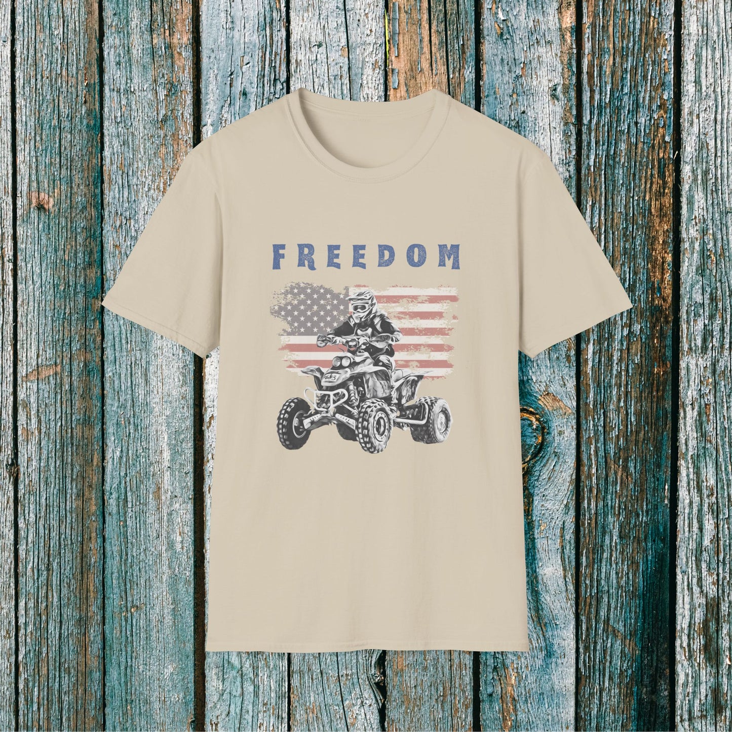 Freedom Rider ATV T-Shirt | American Flag Four Wheeler Shirt | Honda 400 EX Racing