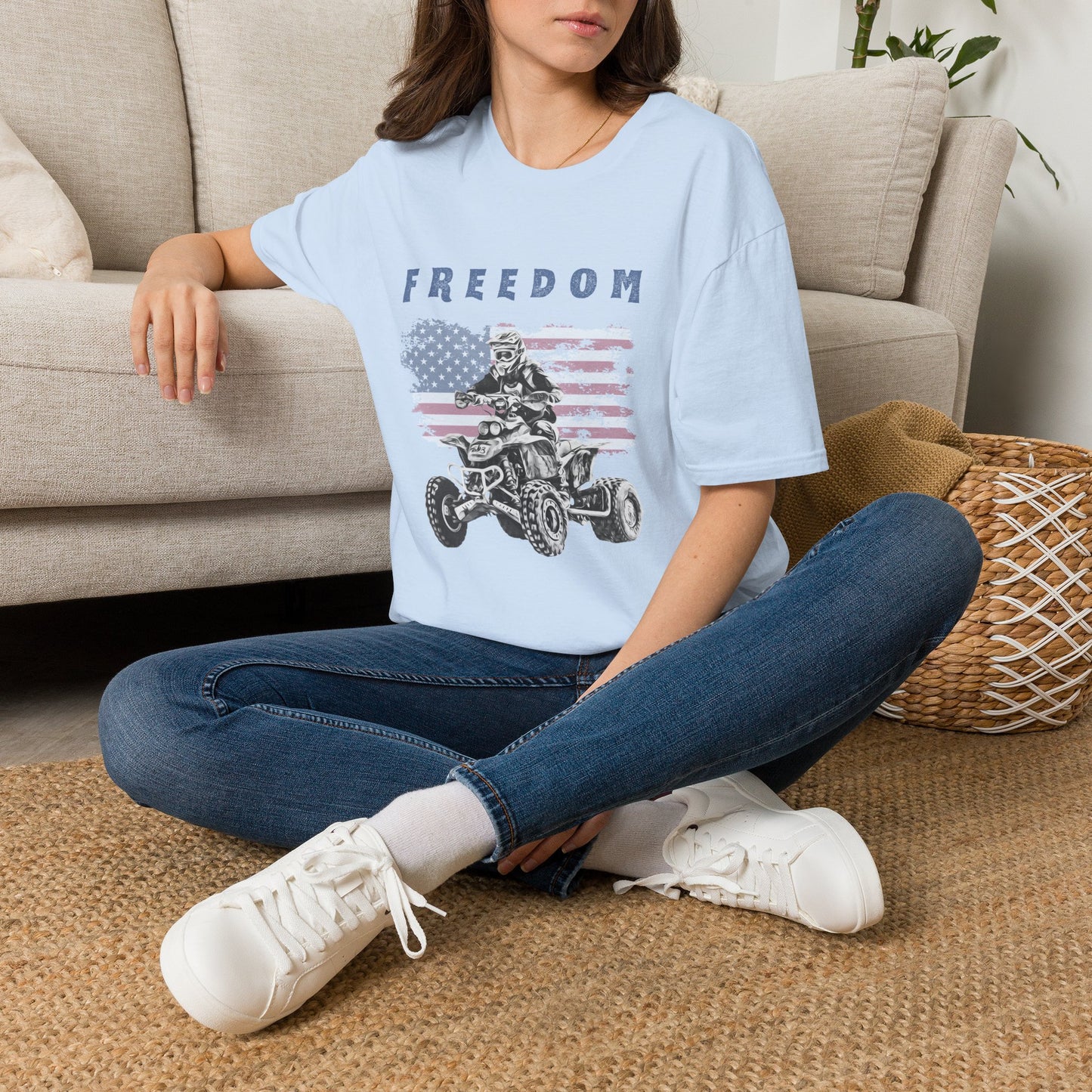 Freedom Rider ATV T-Shirt | American Flag Four Wheeler Shirt | Honda 400 EX Racing