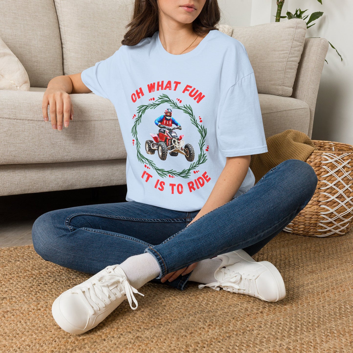 Holiday Ugly Sweater | Christmas Shirt for ATV racer | Red Honda 400 t shirt | Oh What Fun it is to Ride