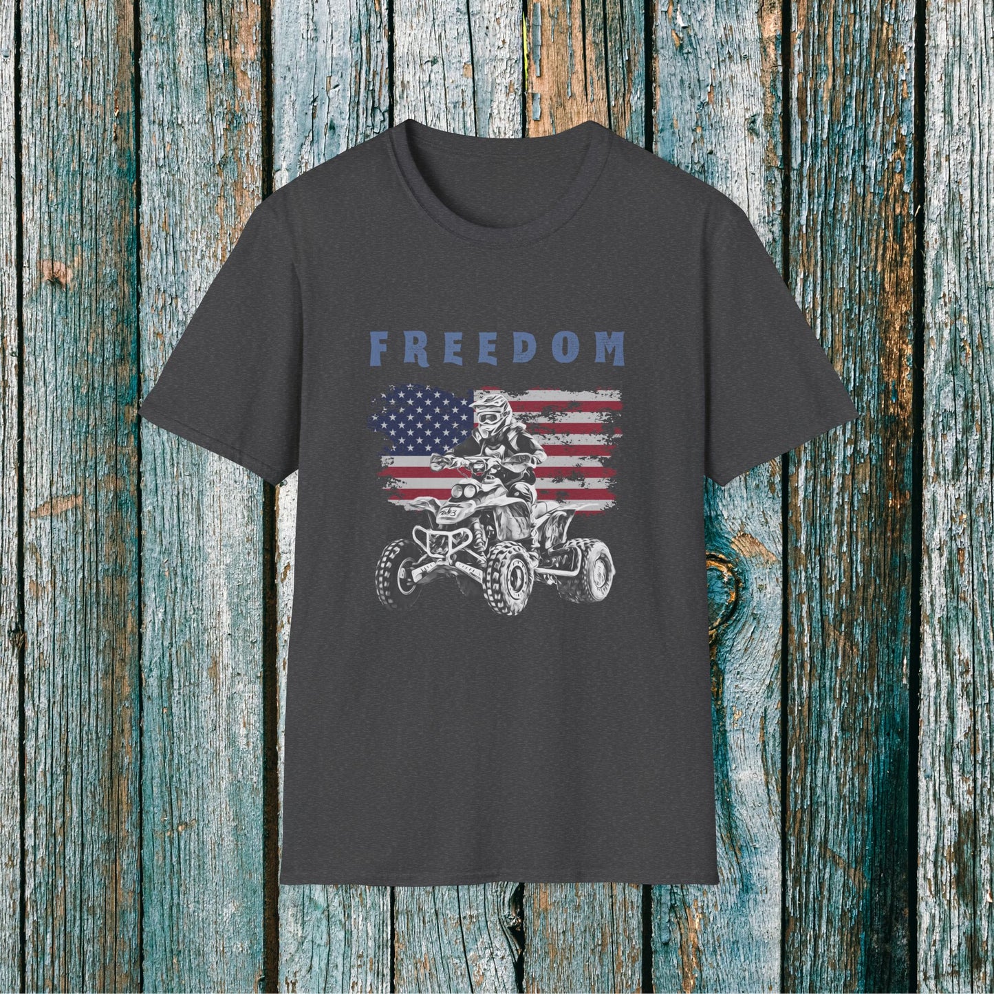Freedom Rider ATV T-Shirt | American Flag Four Wheeler Shirt | Honda 400 EX Racing