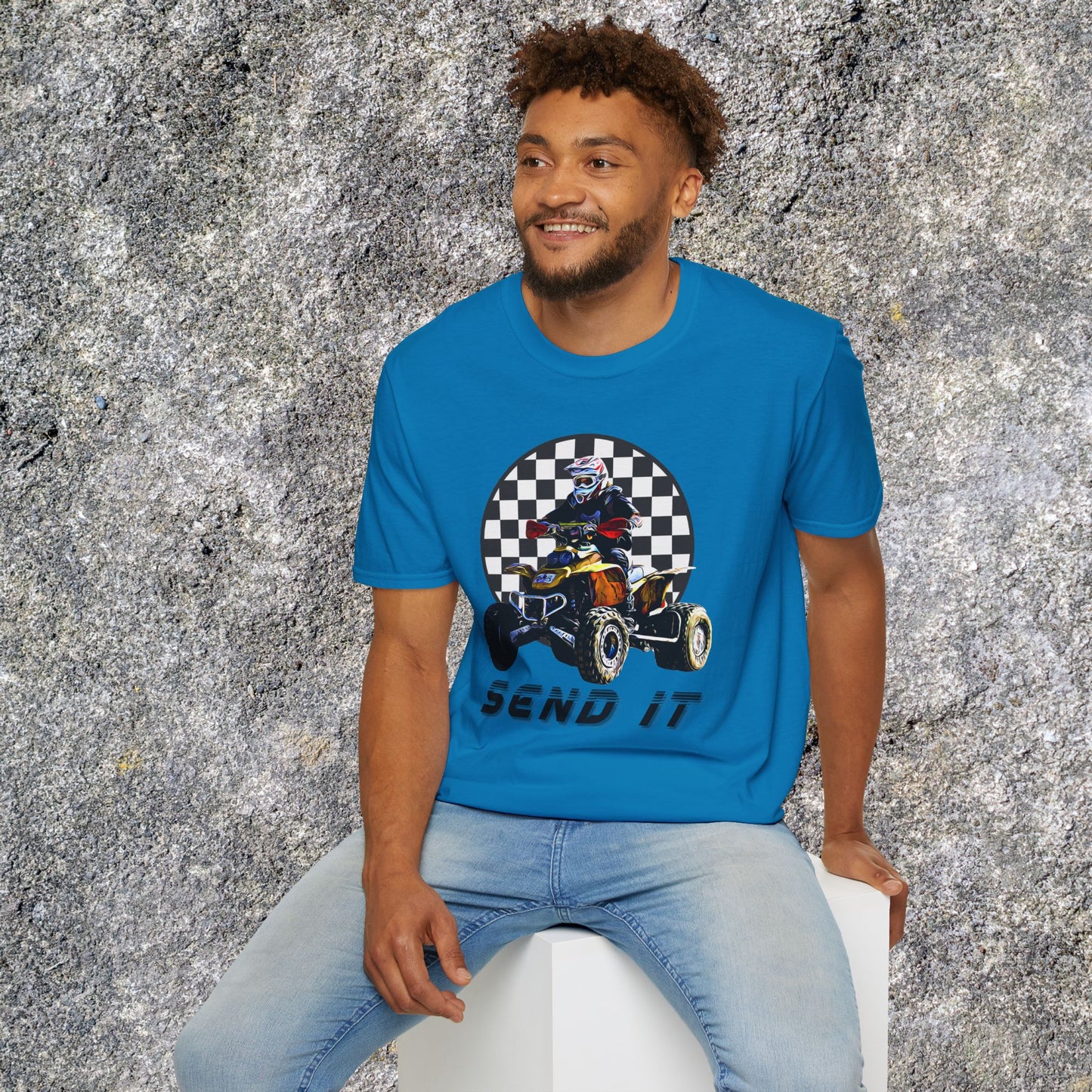 ATV Racing T-Shirt Says SEND IT | Honda 400 EX Racing Flag Four-Wheeler Riding Shirt