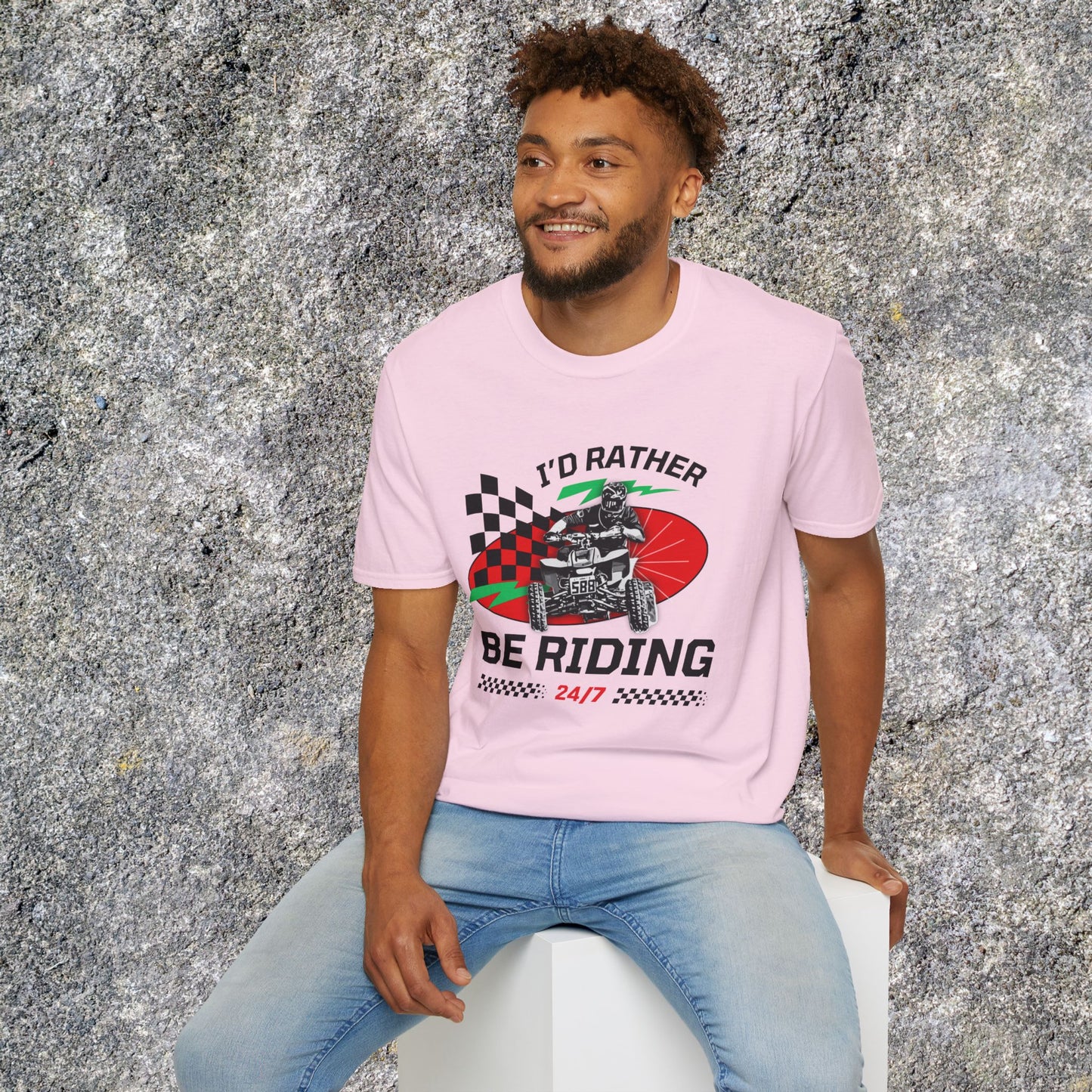 Holiday Christmas ATV T-Shirt | Honda 400 | Ugly Sweater Design says "I'd Rather be Riding"