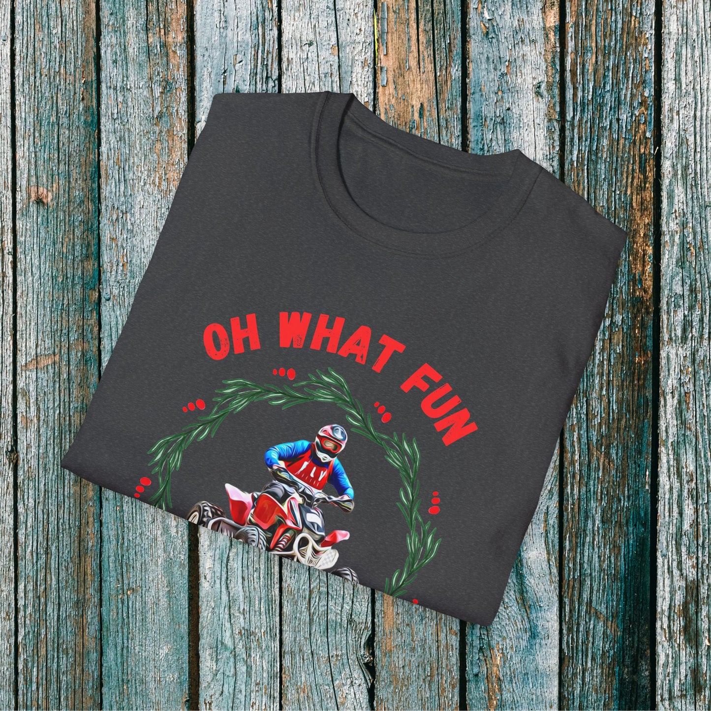 Holiday Ugly Sweater | Christmas Shirt for ATV racer | Red Honda 400 t shirt | Oh What Fun it is to Ride