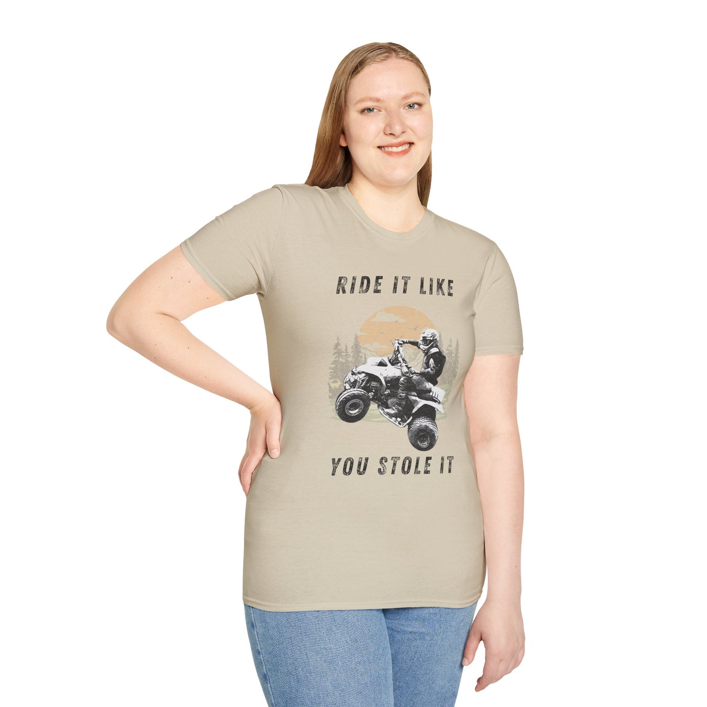Ride It Like You Stole It ATV T-Shirt | Man on Honda 400 EX Four-Wheeler Tee