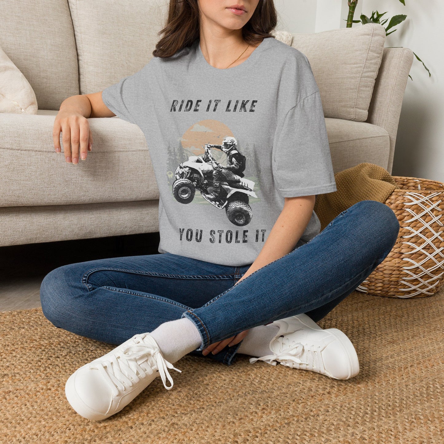 Ride It Like You Stole It ATV T-Shirt | Man on Honda 400 EX Four-Wheeler Tee