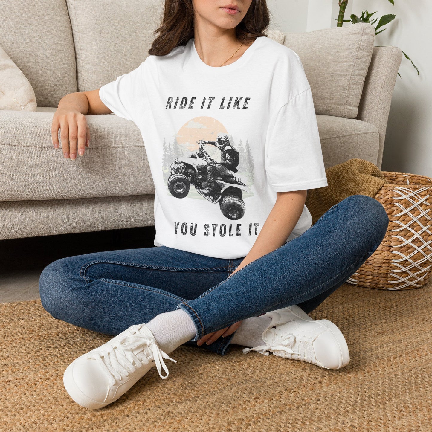 Ride It Like You Stole It ATV T-Shirt | Man on Honda 400 EX Four-Wheeler Tee