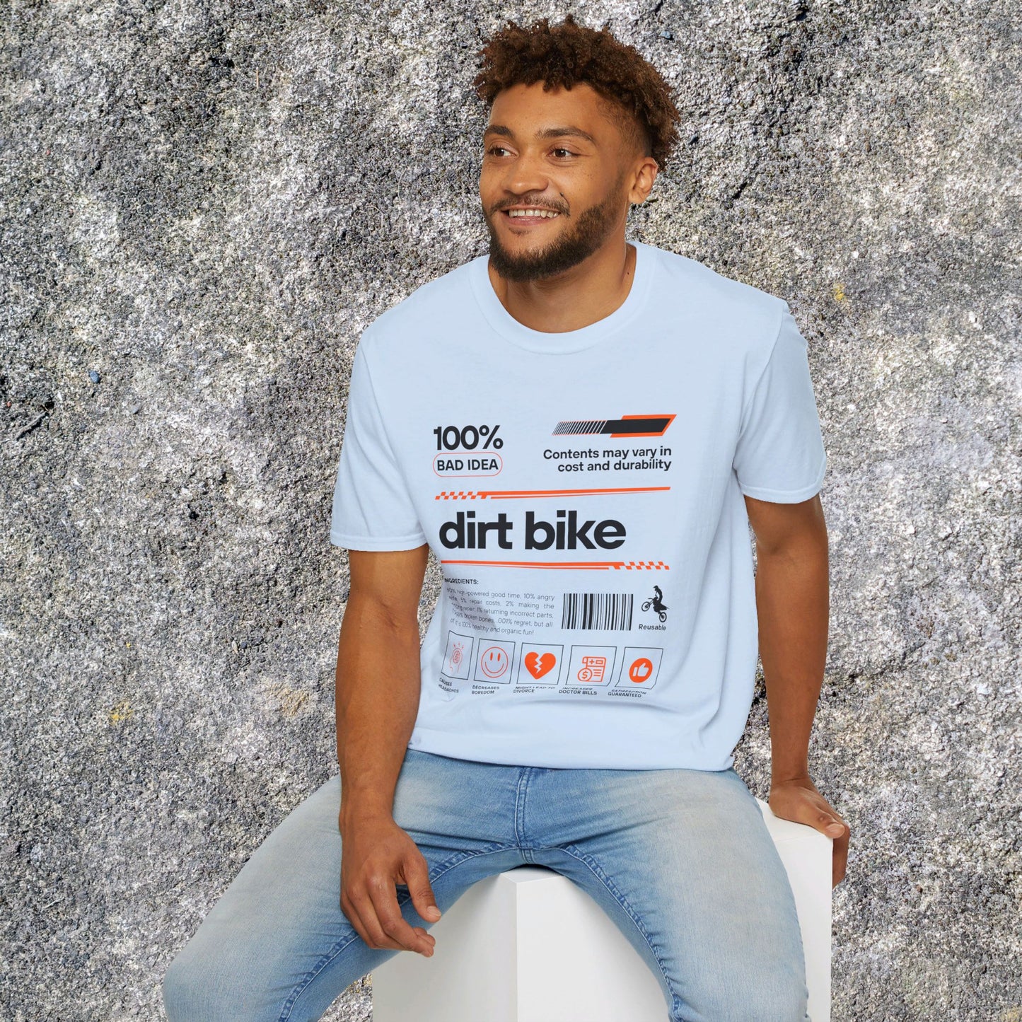 Mens Riding Shirt | Dirt Bike Ingredients Shirt | SOFT Cotton Adult Unisex tee shirt | DirtBike racing shirt for men | Dirt Bike shirt