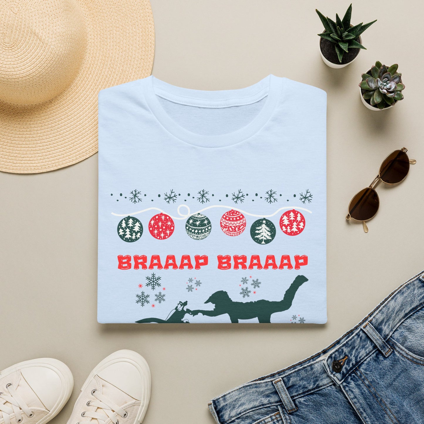 Holiday Motocross Racing | Braaap Braaap Festive Ugly Sweater T-Shirt