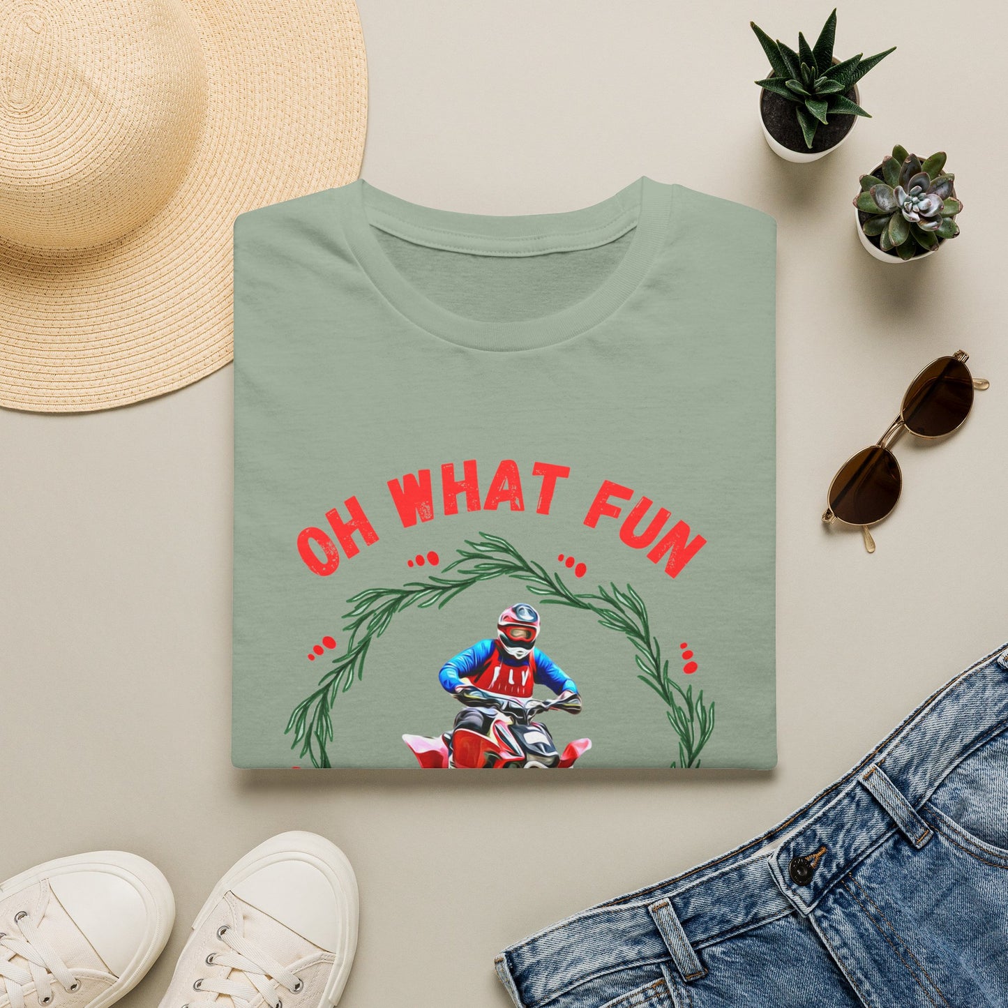 Holiday Ugly Sweater | Christmas Shirt for ATV racer | Red Honda 400 t shirt | Oh What Fun it is to Ride