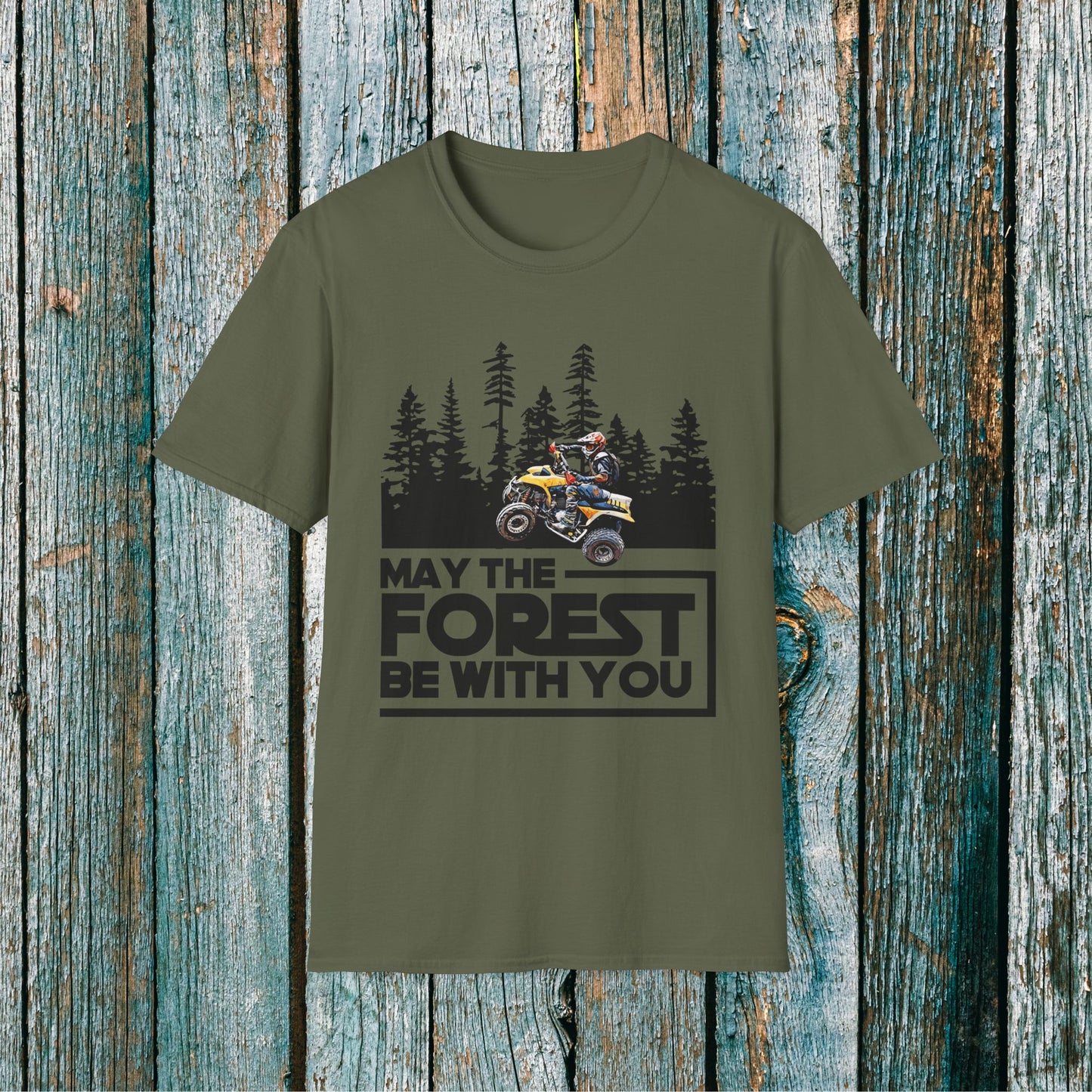 May the Forest Be With You ATV Racing T-Shirt | Honda 400 EX Funny Star Wars Humor for Men