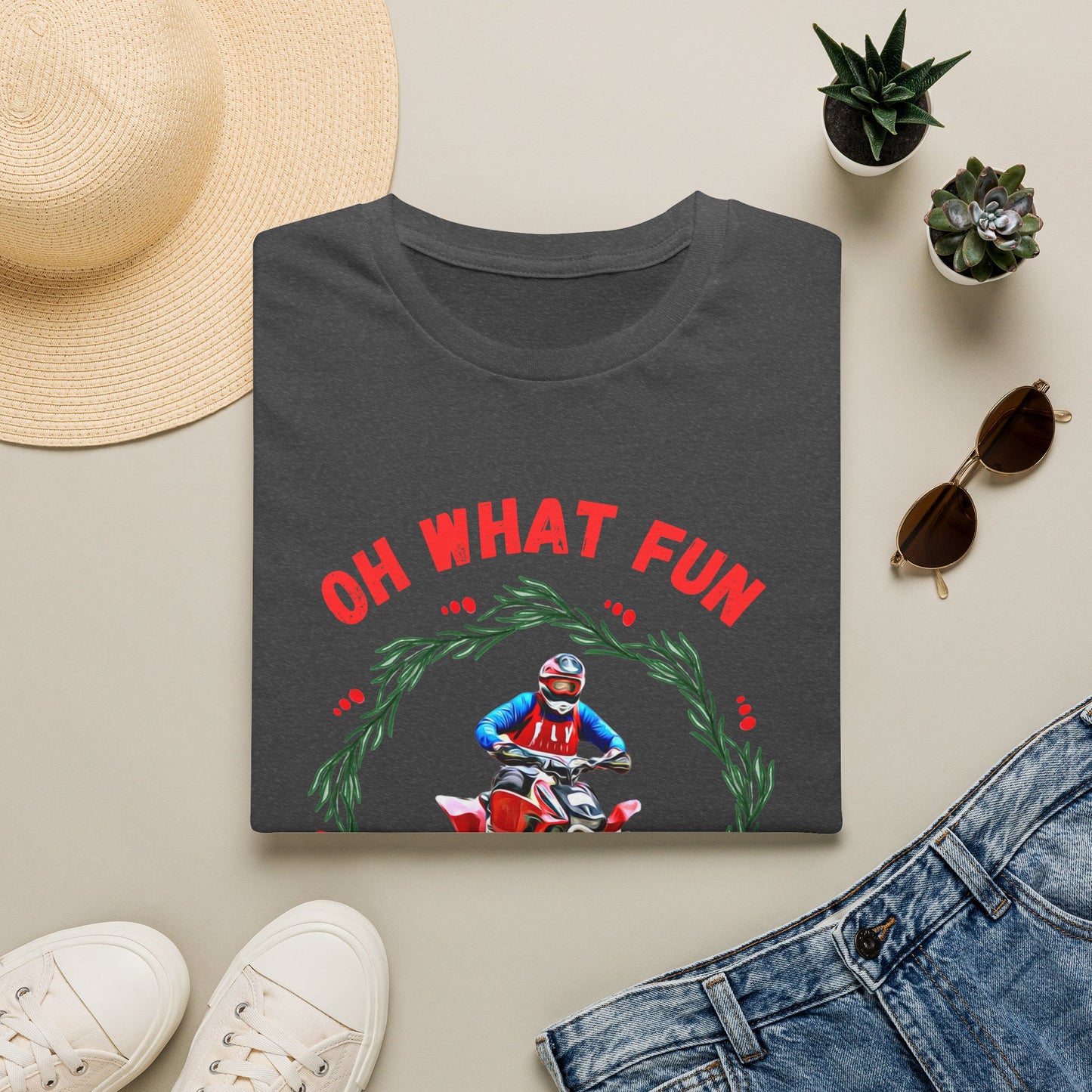 Holiday Ugly Sweater | Christmas Shirt for ATV racer | Red Honda 400 t shirt | Oh What Fun it is to Ride