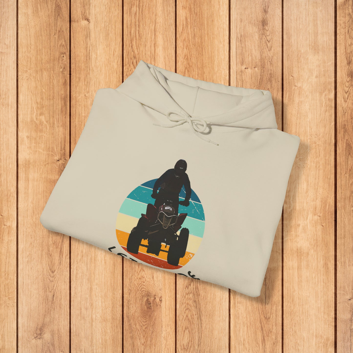 Mens Riding Hoodie | Man on Honda 450 ER atv | Retro circle with Let's Ride text | Unisex Heavy Blend™ Hooded Sweatshirt | ATV Hoodie for Men | Four wheeler hoodie for Boys