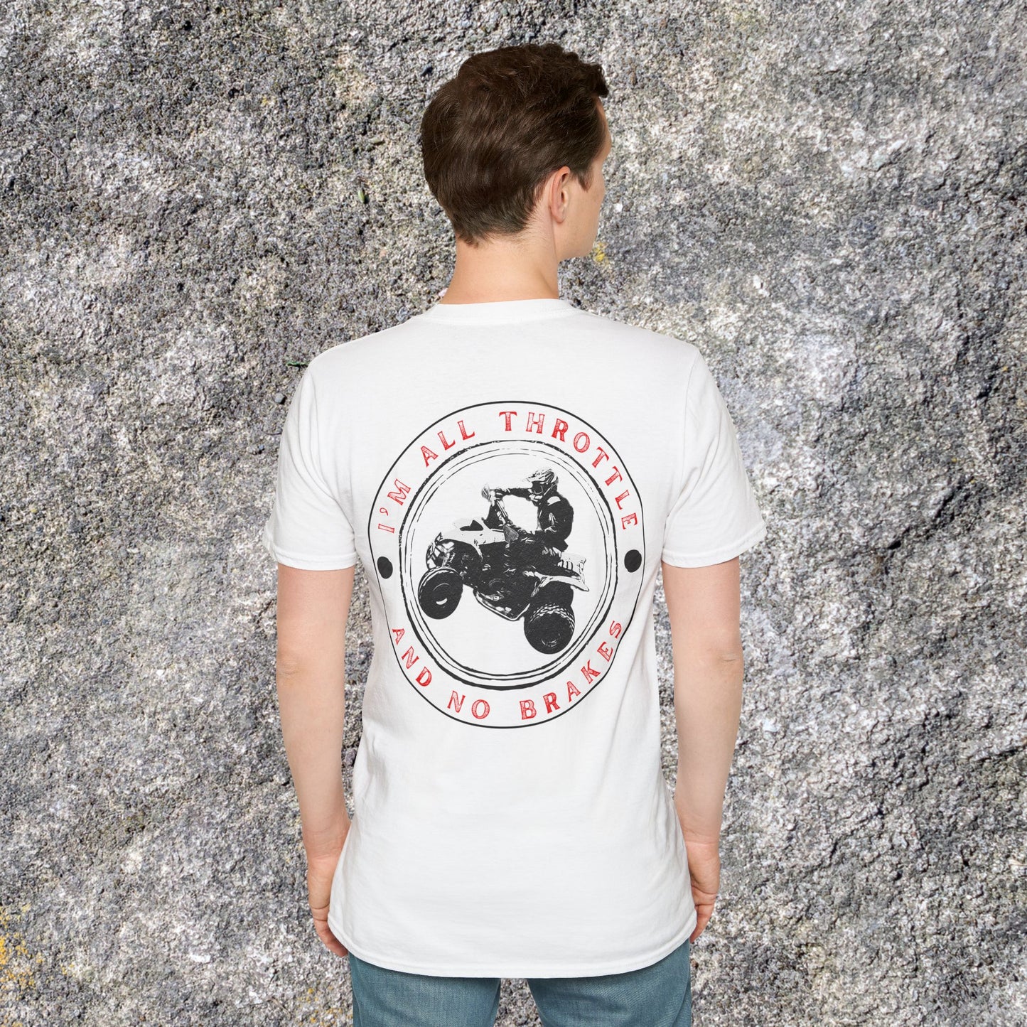 Men's 'All Throttle No Brakes' Honda 400 EX ATV T-Shirt | Four Wheeler 2-sided racing shirt