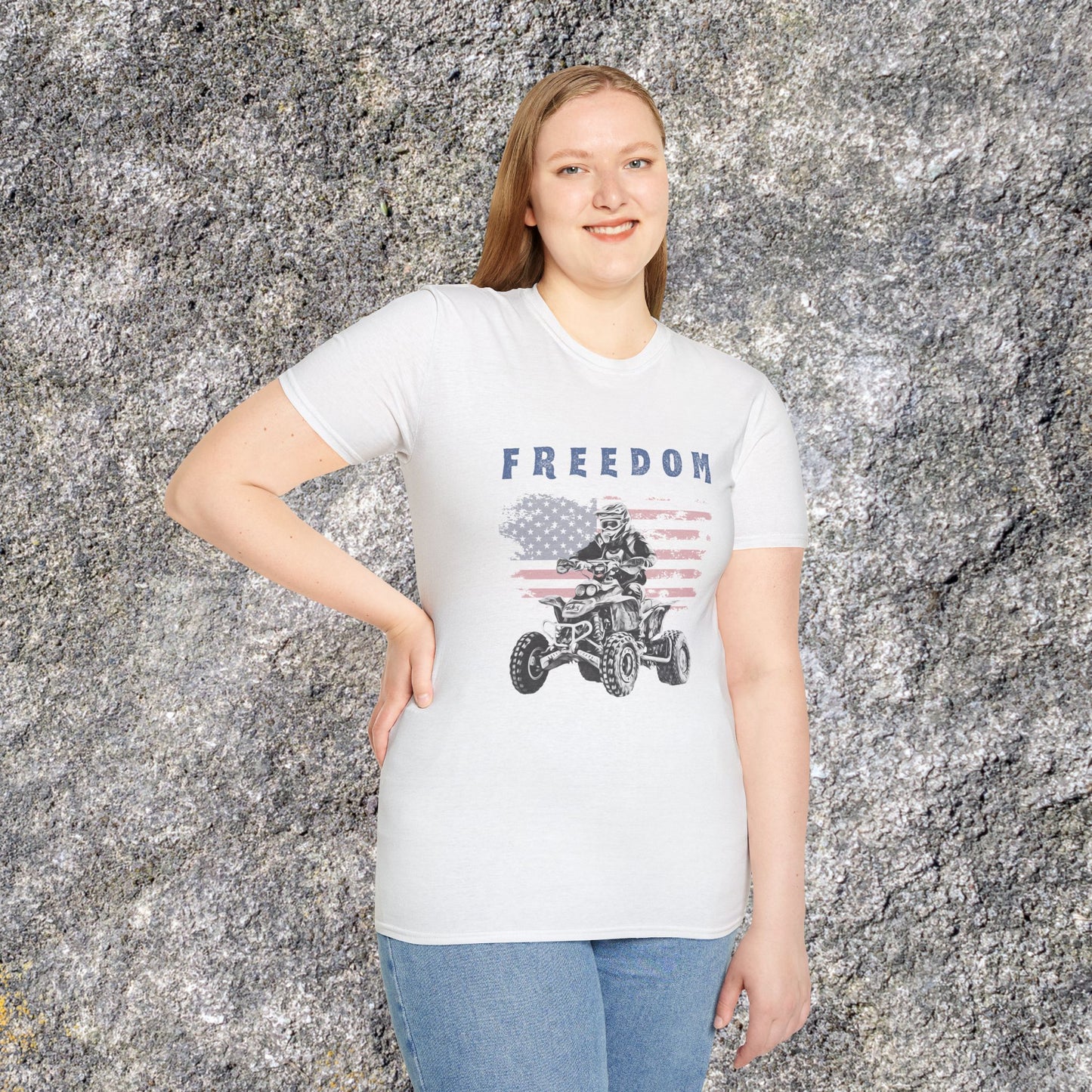 Freedom Rider ATV T-Shirt | American Flag Four Wheeler Shirt | Honda 400 EX Racing